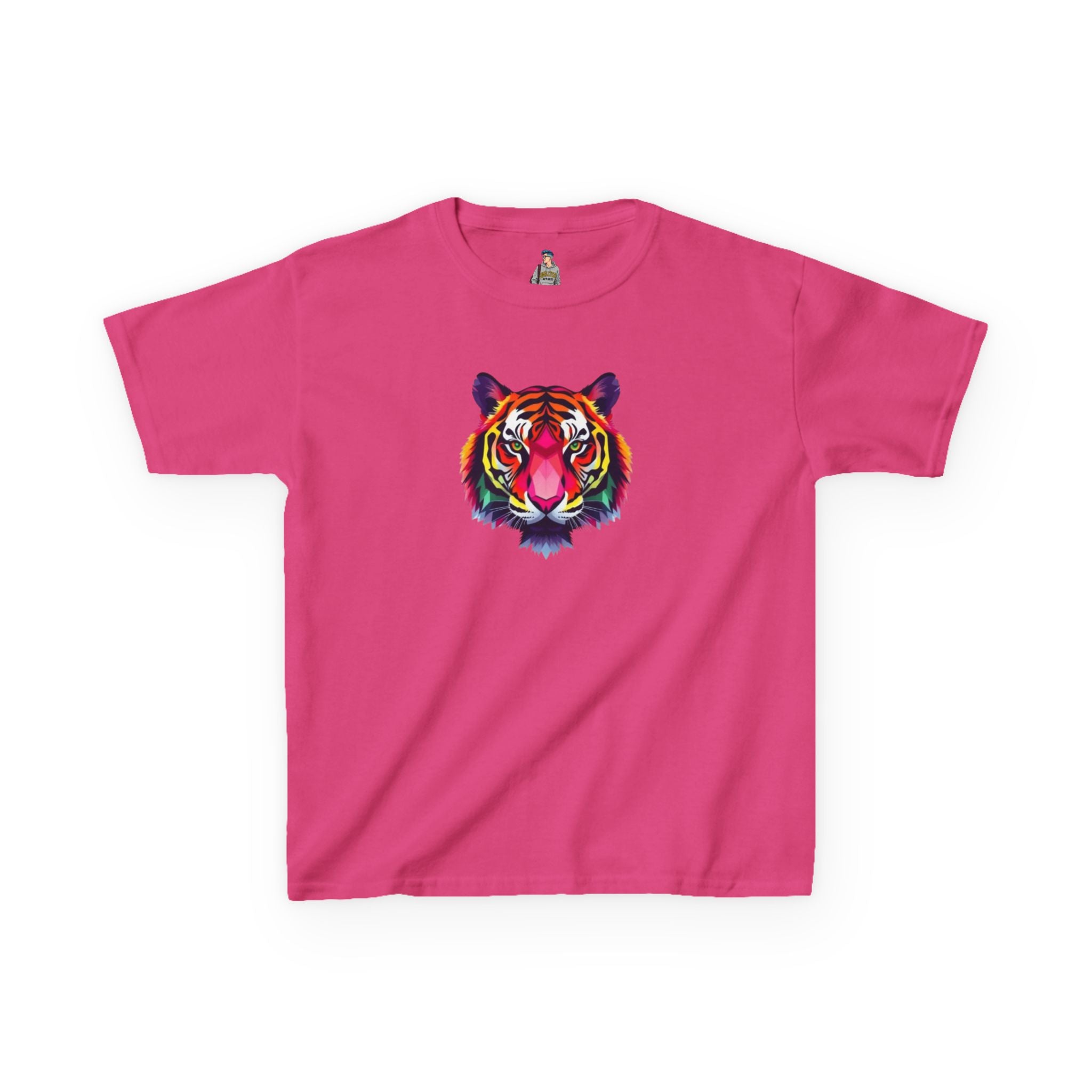 Colorful Fractal Tiger Kids Heavy Cotton Tee