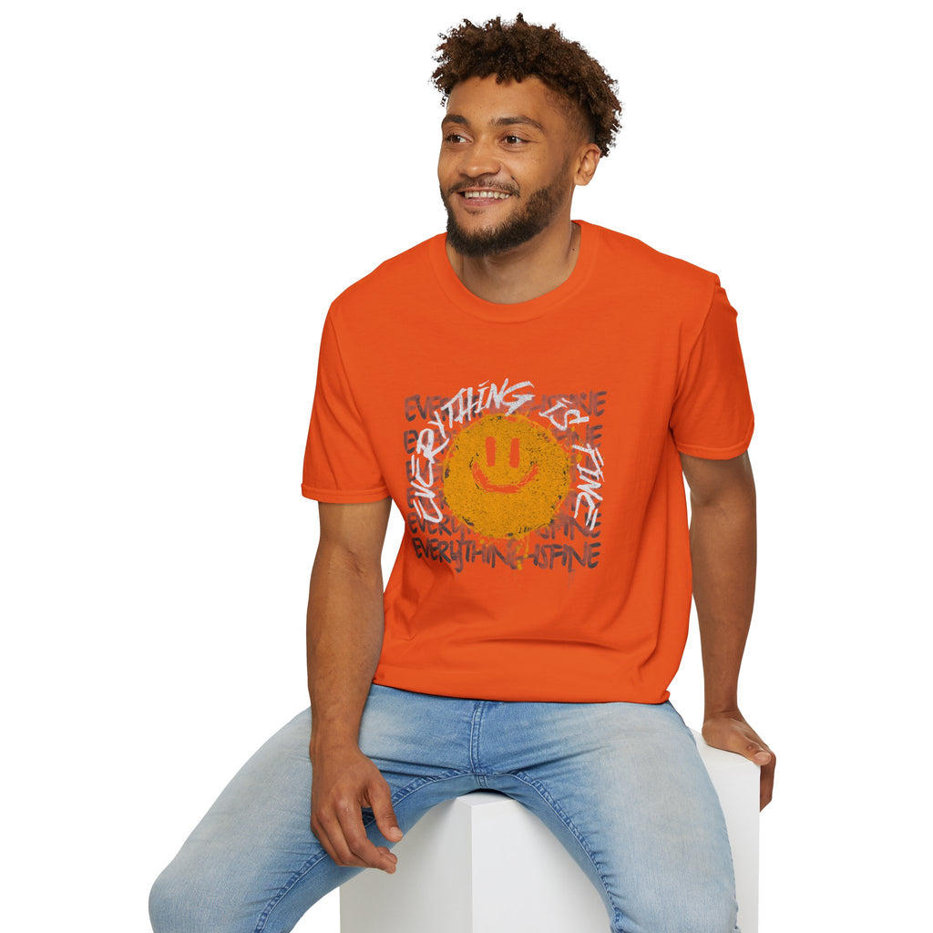 Everything is Fine Funny Unisex Softstyle T-Shirt, Sarcastic Tee, Humorous Graphic Shirt, Apocalypse Saying Top, Gift for Joke Lovers