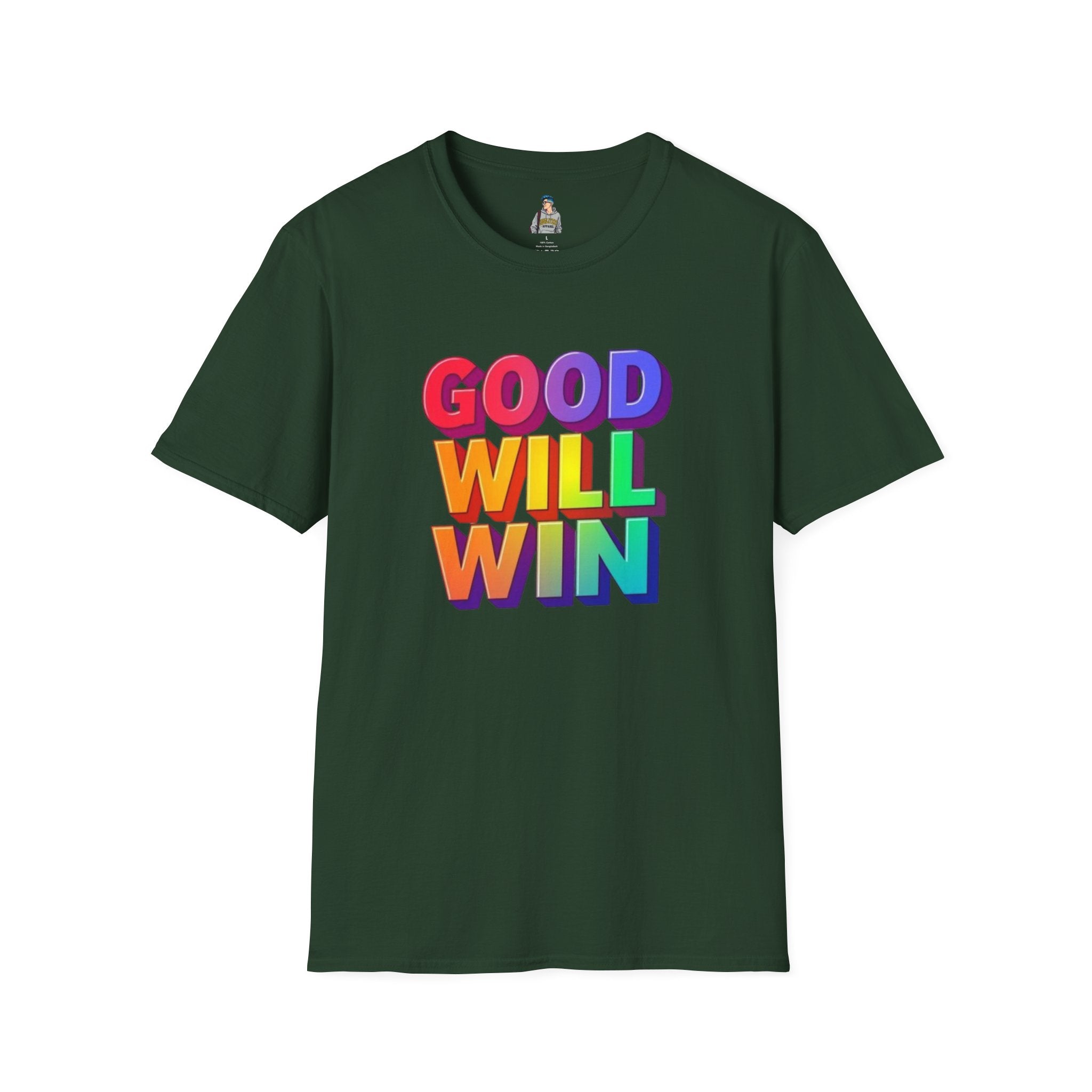 Unisex Softstyle T-Shirt - ' Rainbow Good Will Win' Positive Message Tee