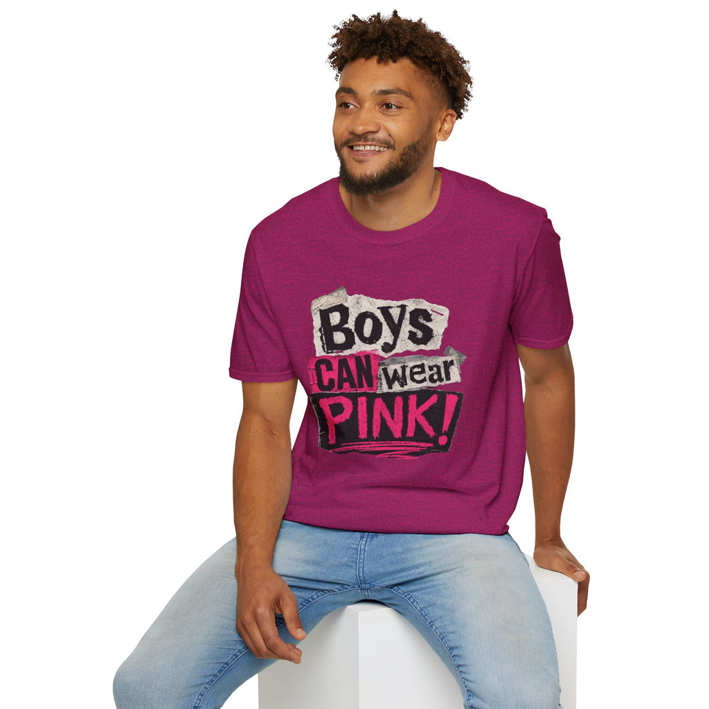 Boys Can Wear Pink T-Shirt — Bold Retro Feminist Graphic Tee