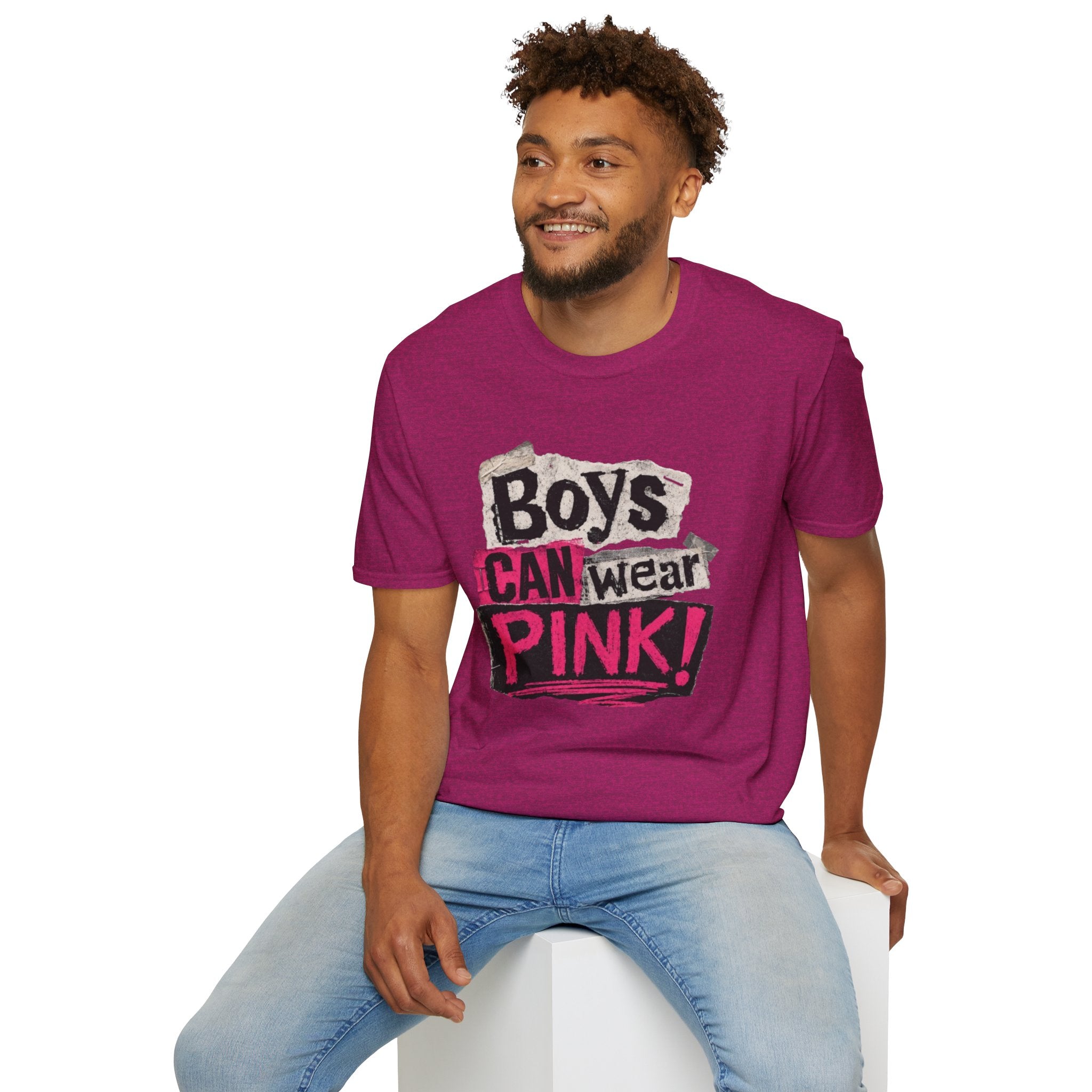 Boys Can Wear Pink T-Shirt — Bold Retro Feminist Graphic Tee