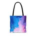 Pink, White and Blue Watercolor on Canvas Design - Tote Bag