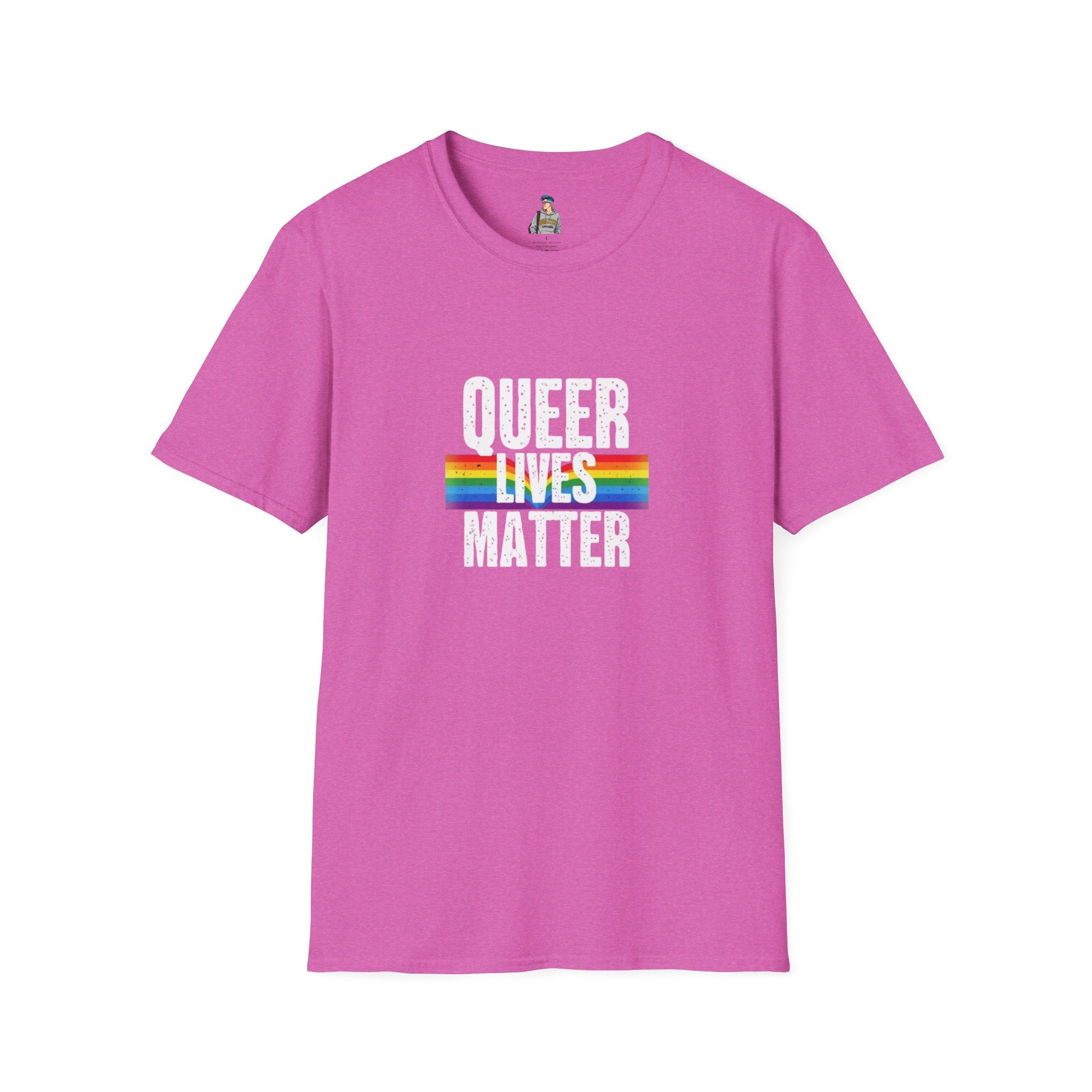 Queer Lives Matter Unisex Softstyle T-Shirt - Support LGBTQ+ Rights
