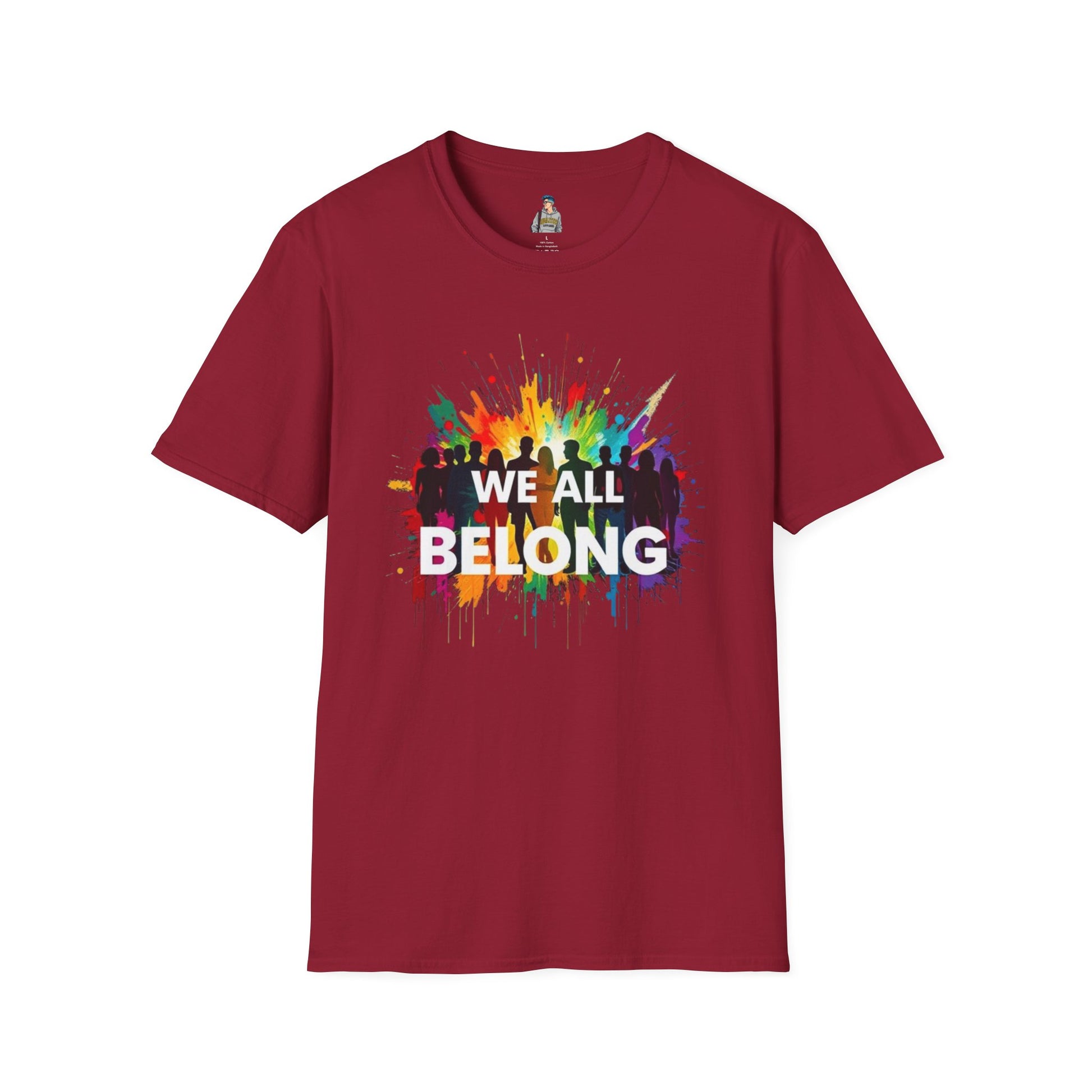 We All Belong Unisex Softstyle T-Shirt - Colorful Pride Tee