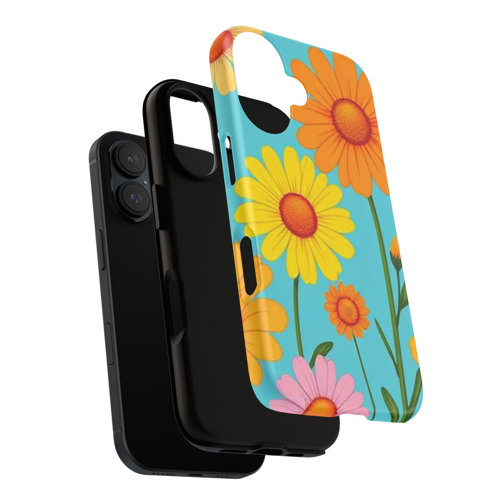 Floral Tough Phone Case for iPhone — Bright Daisy Garden Protective Cover
