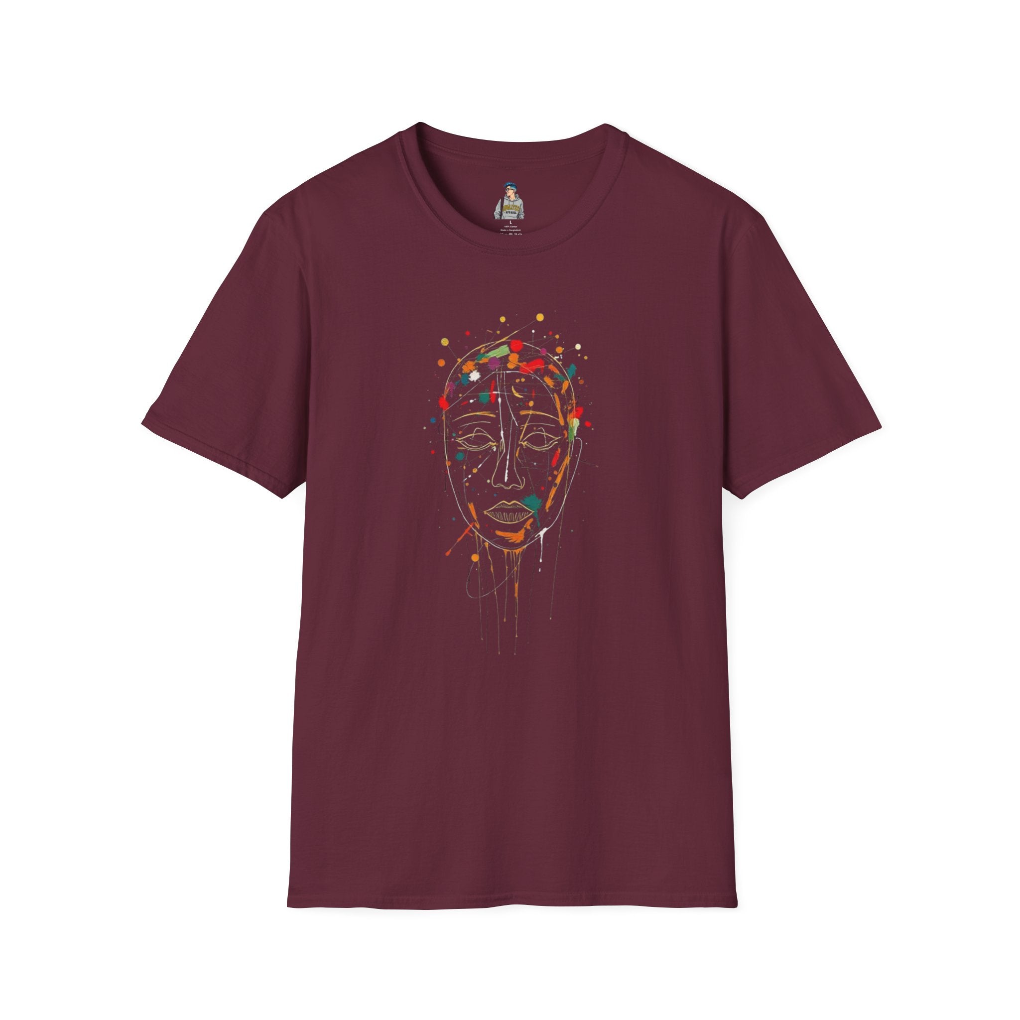 Abstract Rainbow Splatter Face Tee