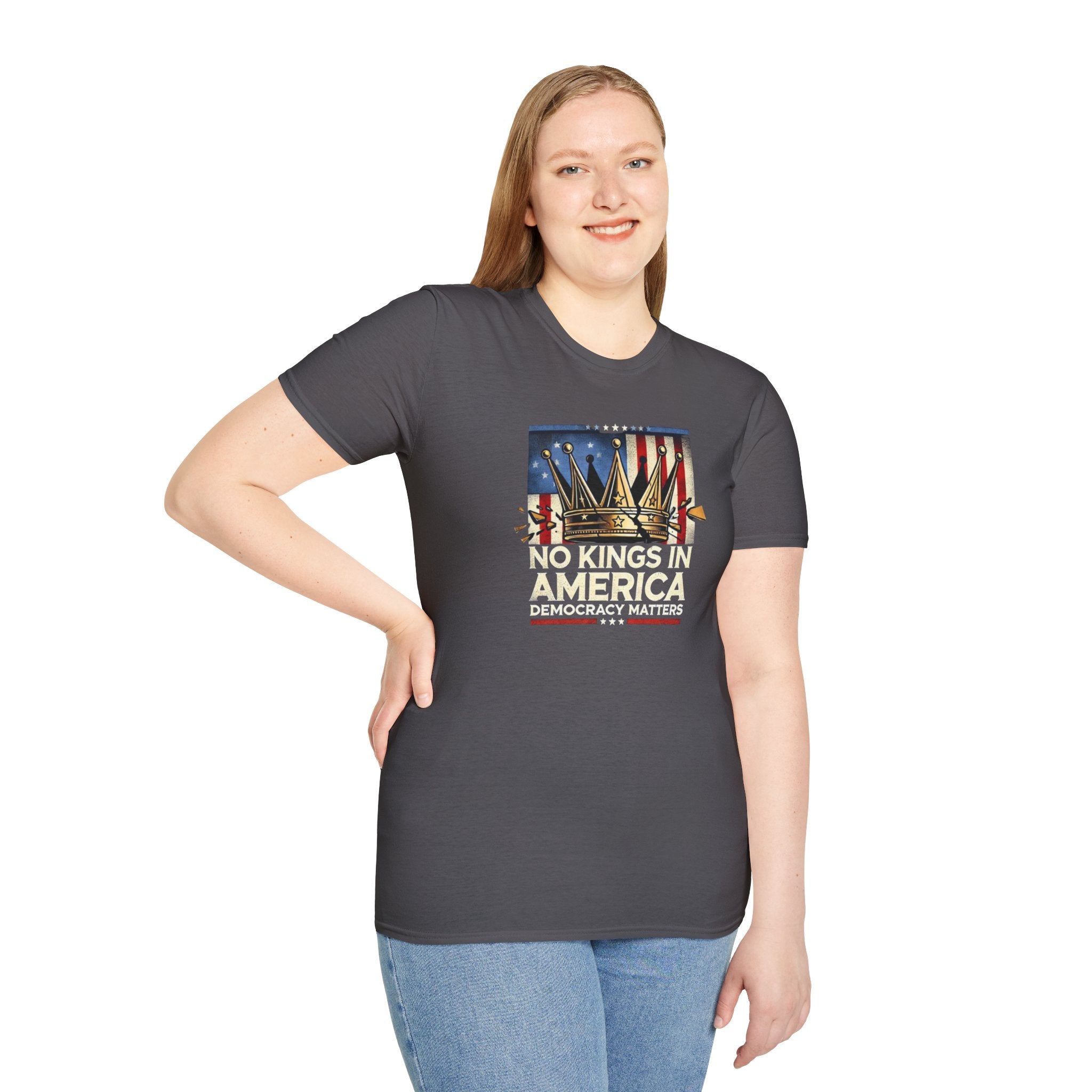 No Kings in America-Democracy Matters  Unisex Softstyle T-Shirt