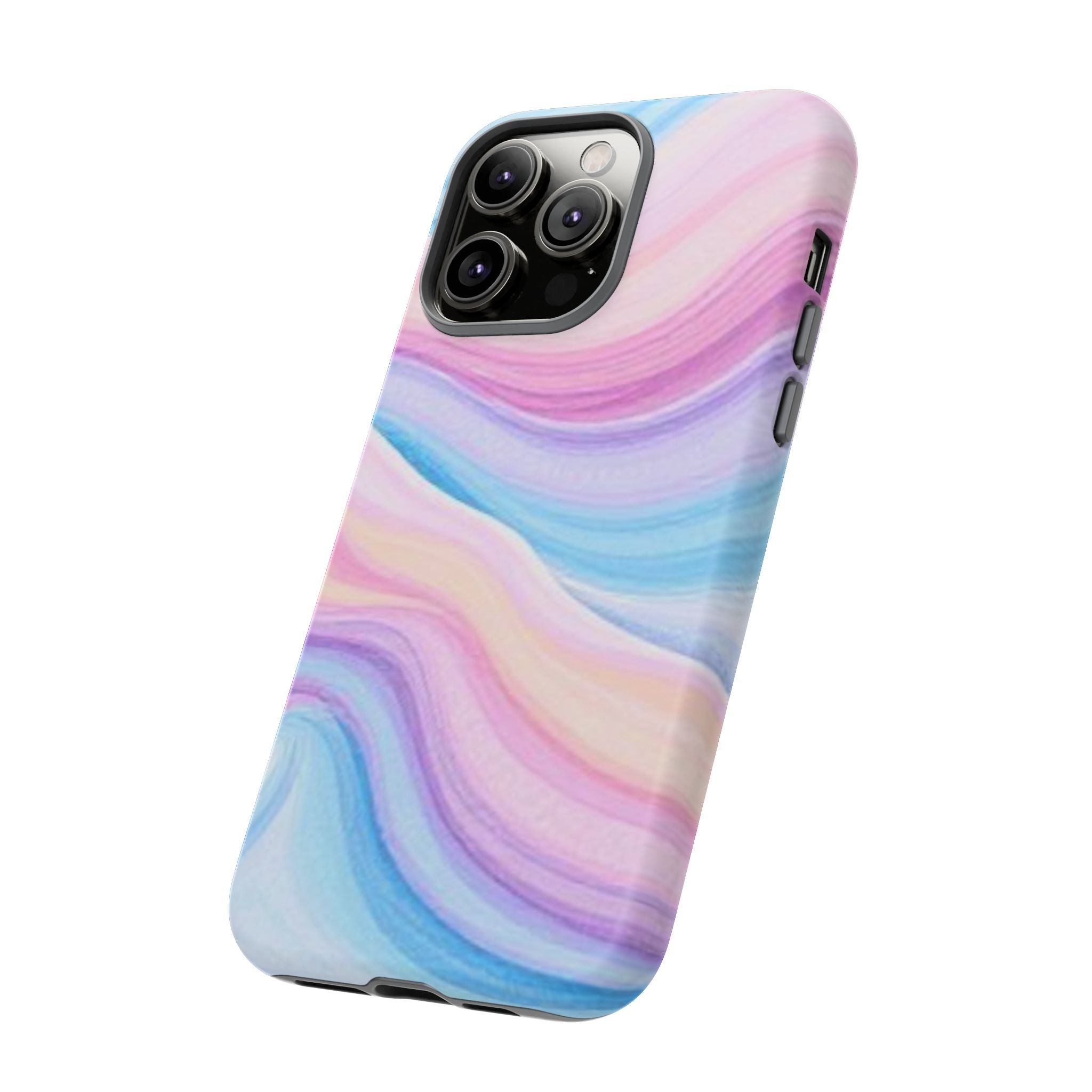 Pastel Marble Tough Phone Case iPhone — Swirled Pink & Blue Protective Cover