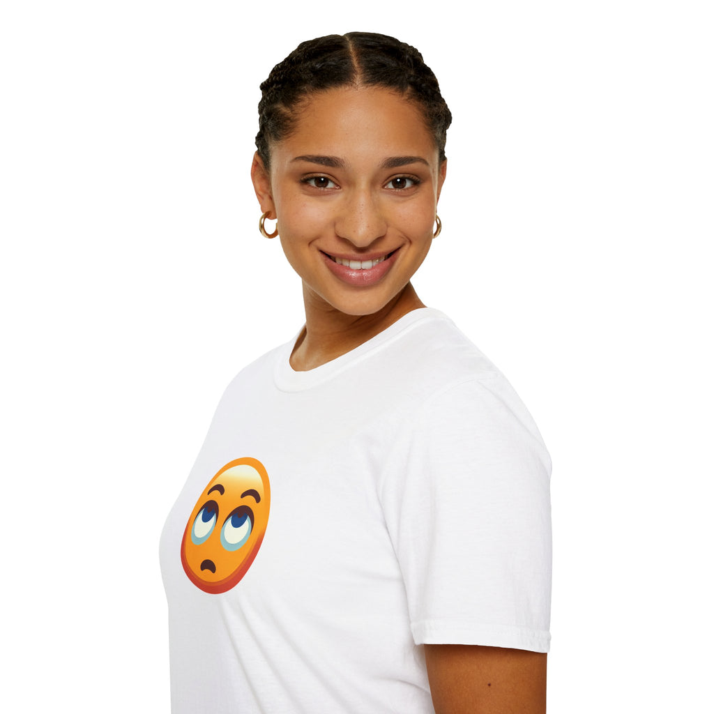 Unisex Softstyle T-Shirt with Eye Roll Emoji | Casual Graphic Tee for Everyday Humor