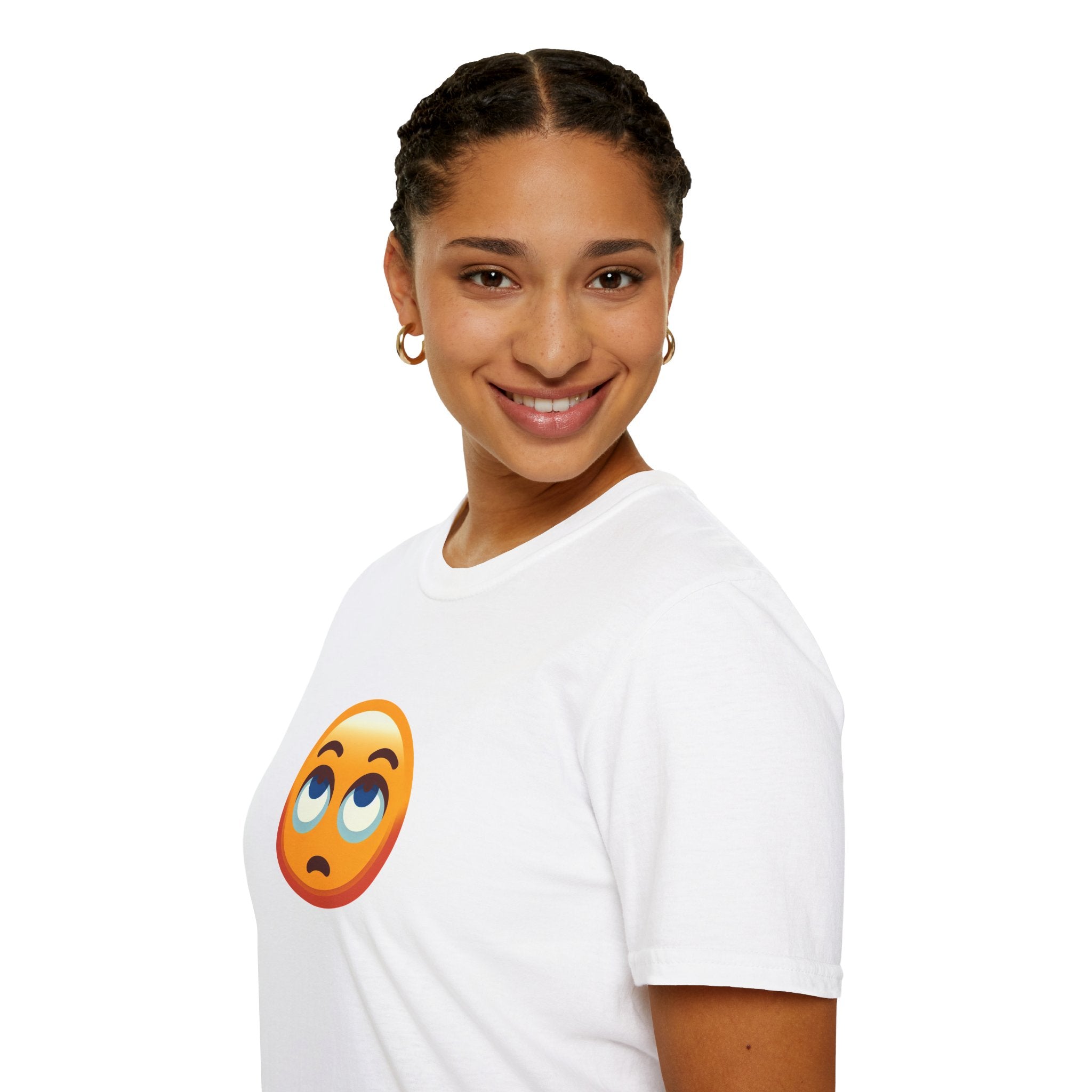 Unisex Softstyle T-Shirt with Eye Roll Emoji | Casual Graphic Tee for Everyday Humor