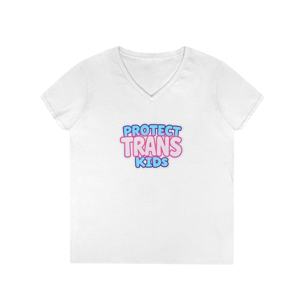 Protect Trans Kids Ladies' V-Neck T-Shirt - Supportive & Stylish Pride Apparel