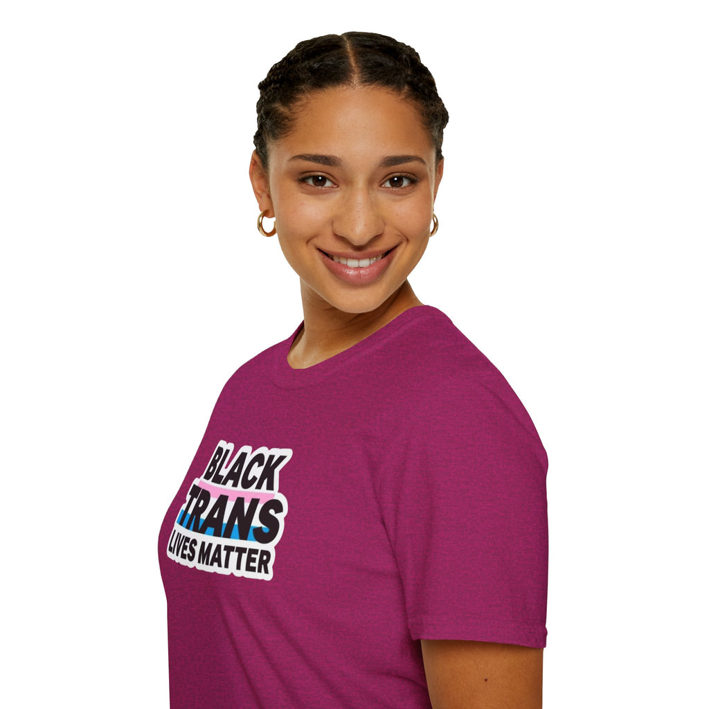Unisex Softstyle T-Shirt - Black Trans Lives Matter Statement Tee