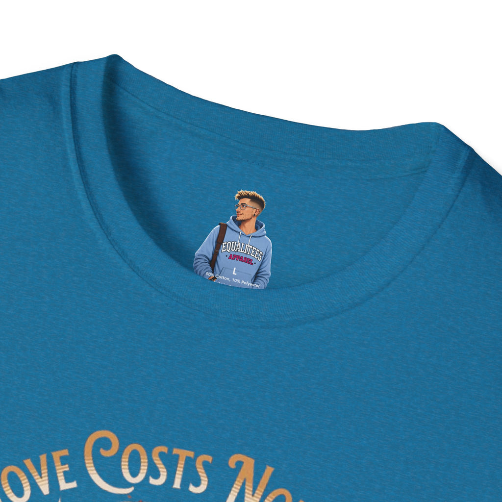 Unisex Softstyle T-Shirt - Love Costs Nothing, Give It Away Floral Peace Design