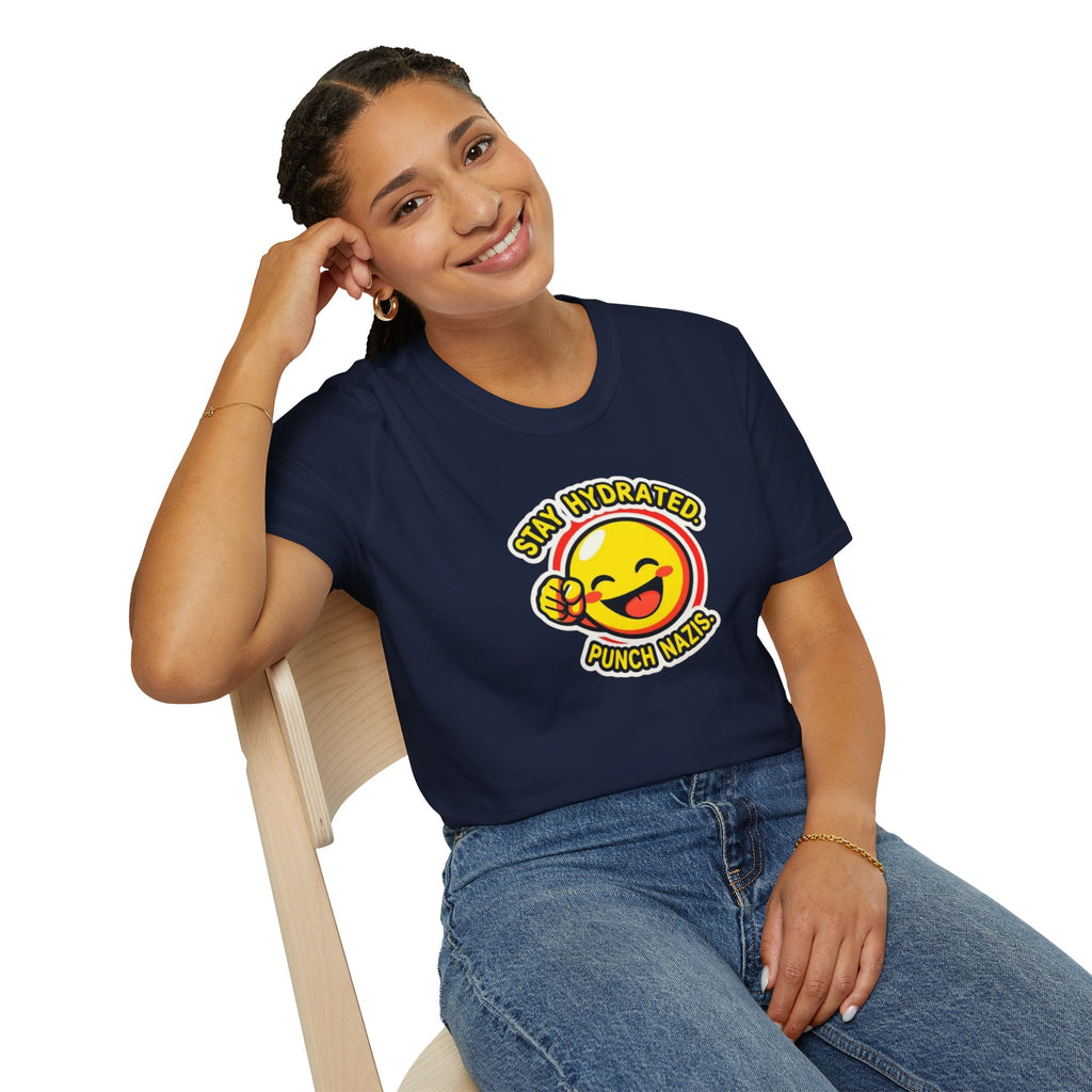 Stay Hydrated, Punch Nazis Funny Emoji T-Shirt