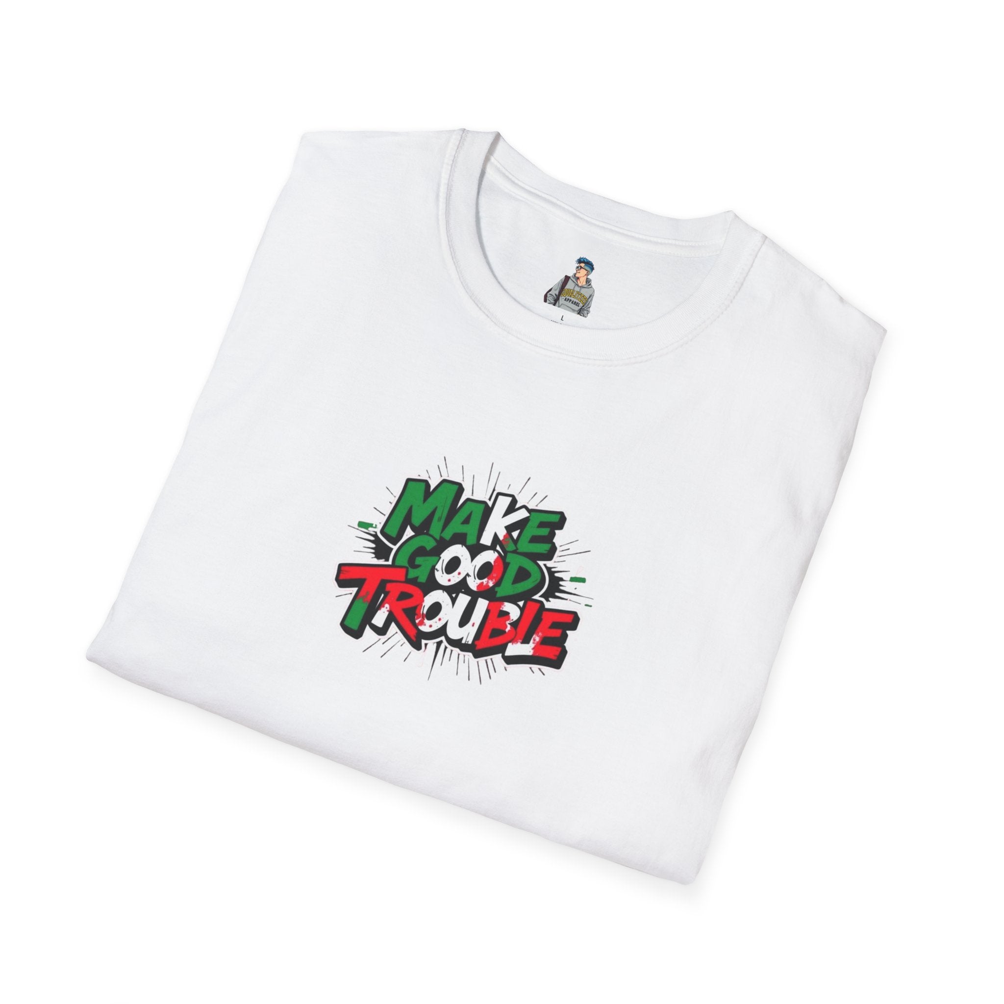 Make Good Trouble Unisex Softstyle T-Shirt | Fun Graphic Tee for Activists & Trendsetters