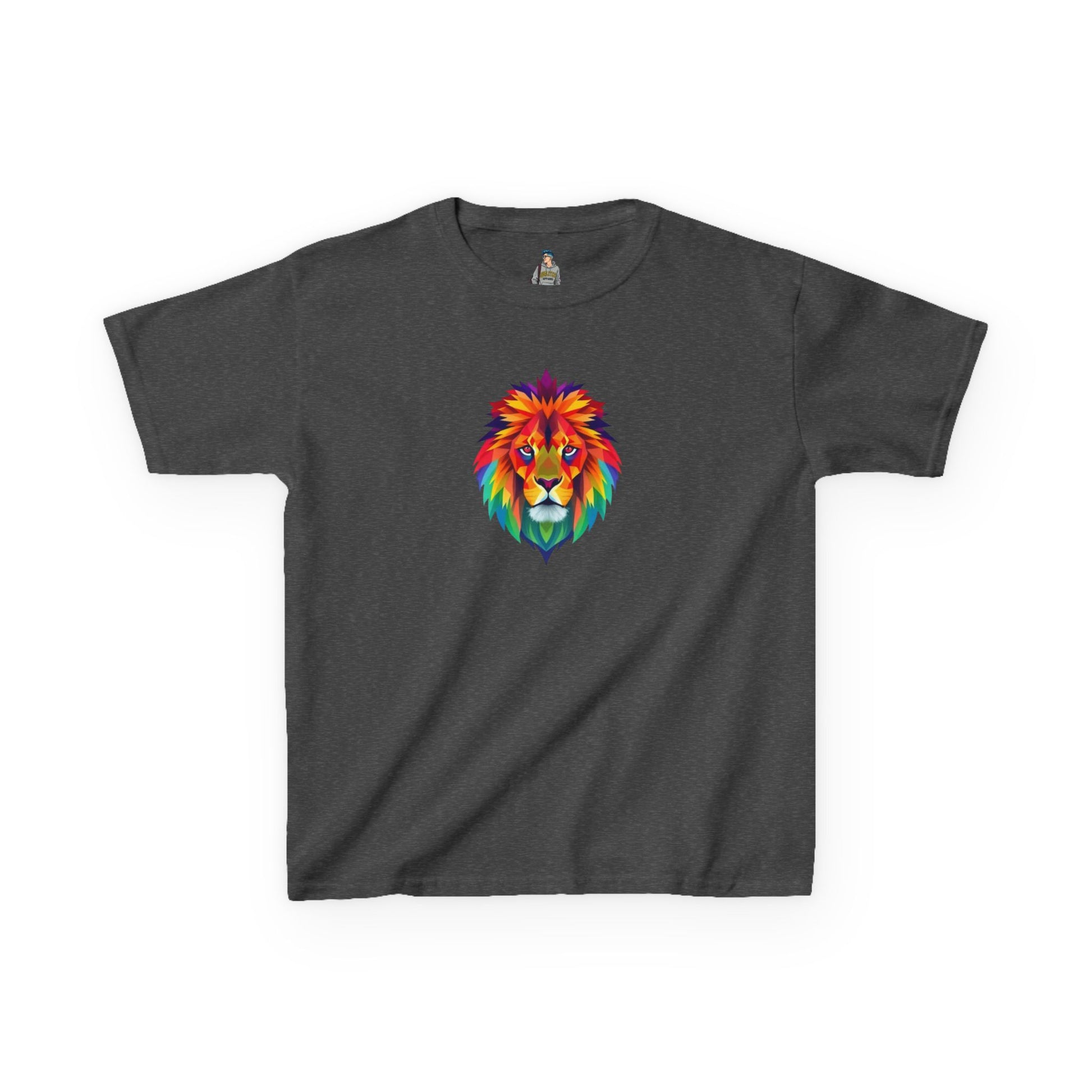 Colorful Fractal Lion Kids Heavy Cotton Tee