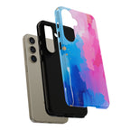 Android OR iPhone Compatible Cases - Pink and Blue Color Splash Design