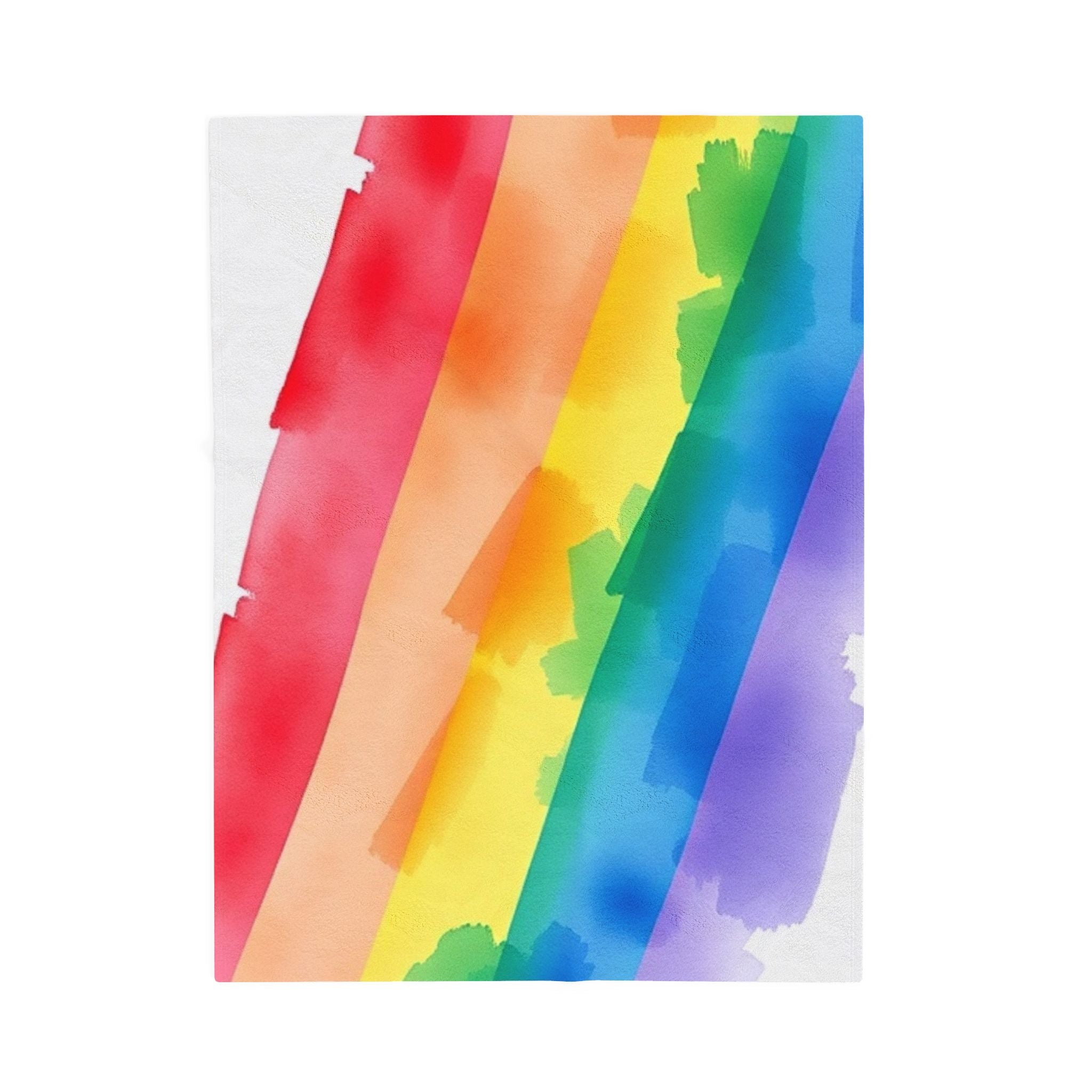 Rainbow Watercolor Velveteen Plush Blanket – For Comfort and Warmth