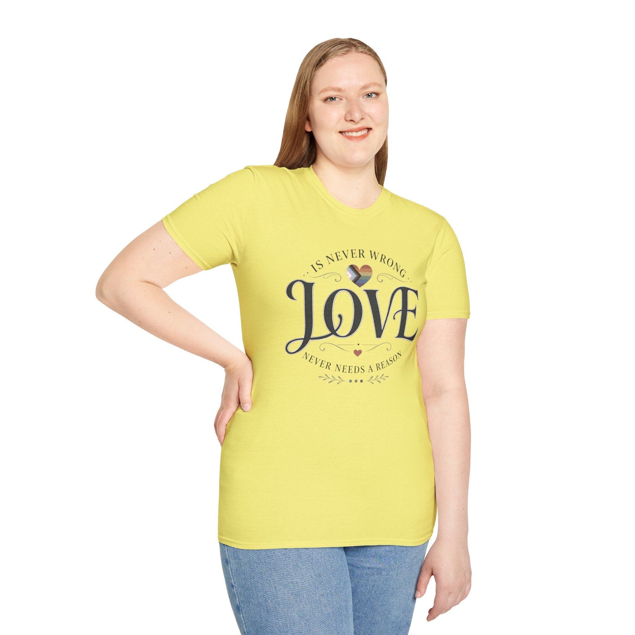 Love Is Never Wrong T-Shirt — LGBTQ+ Pride Heart Tee