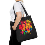 Rainbow Paint Splatter Footprints Tote Bag