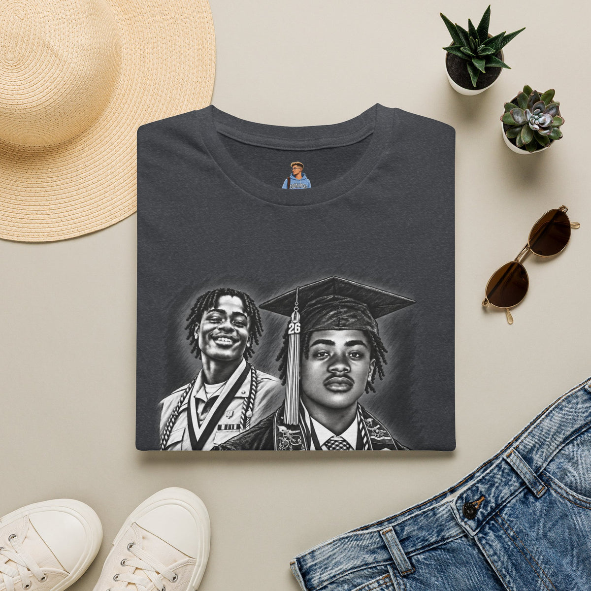 Double Portrait Front - In Memory of Pierre Damas Bel T-Shirt