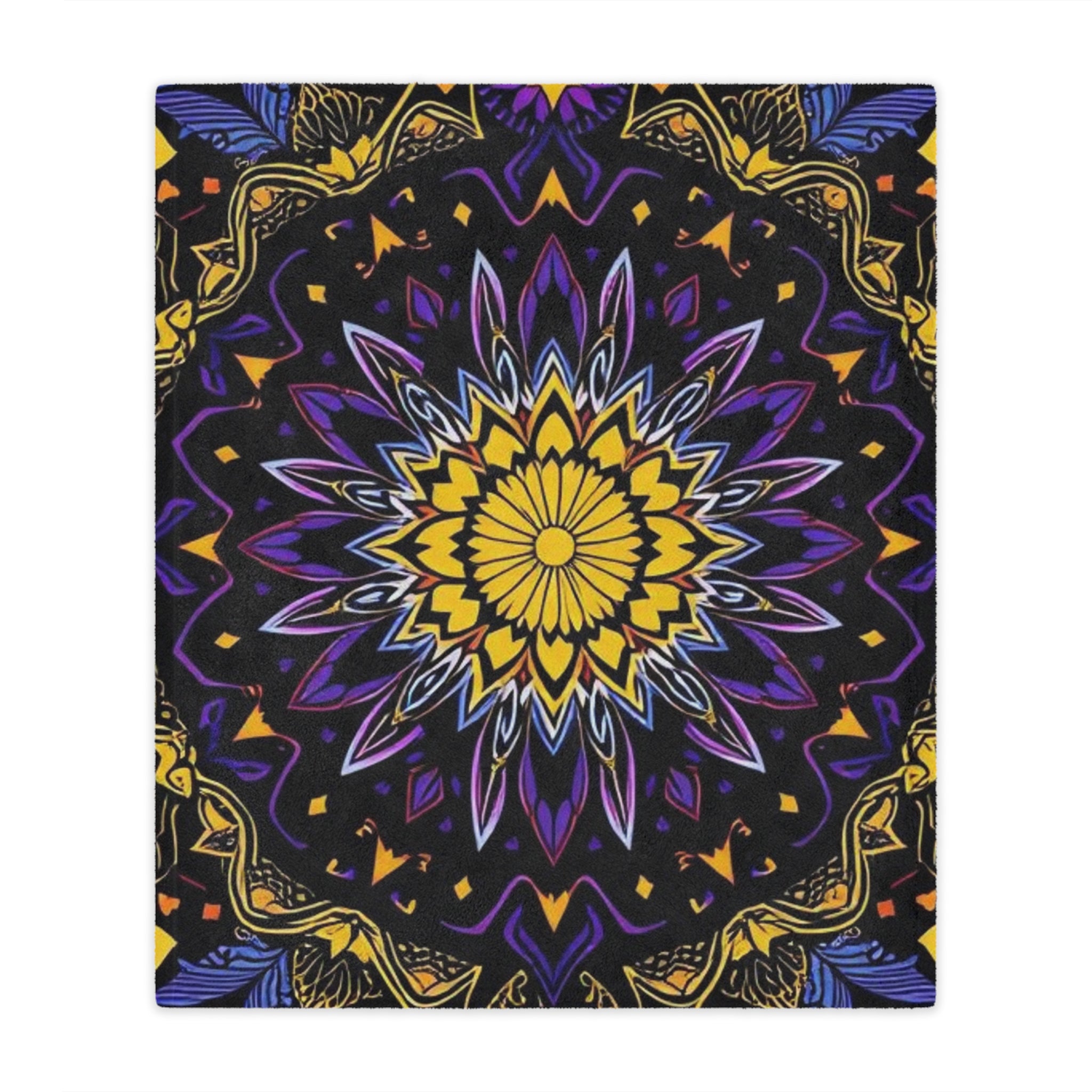 Purple, Yellow & Black mandala design Microfiber Blanket