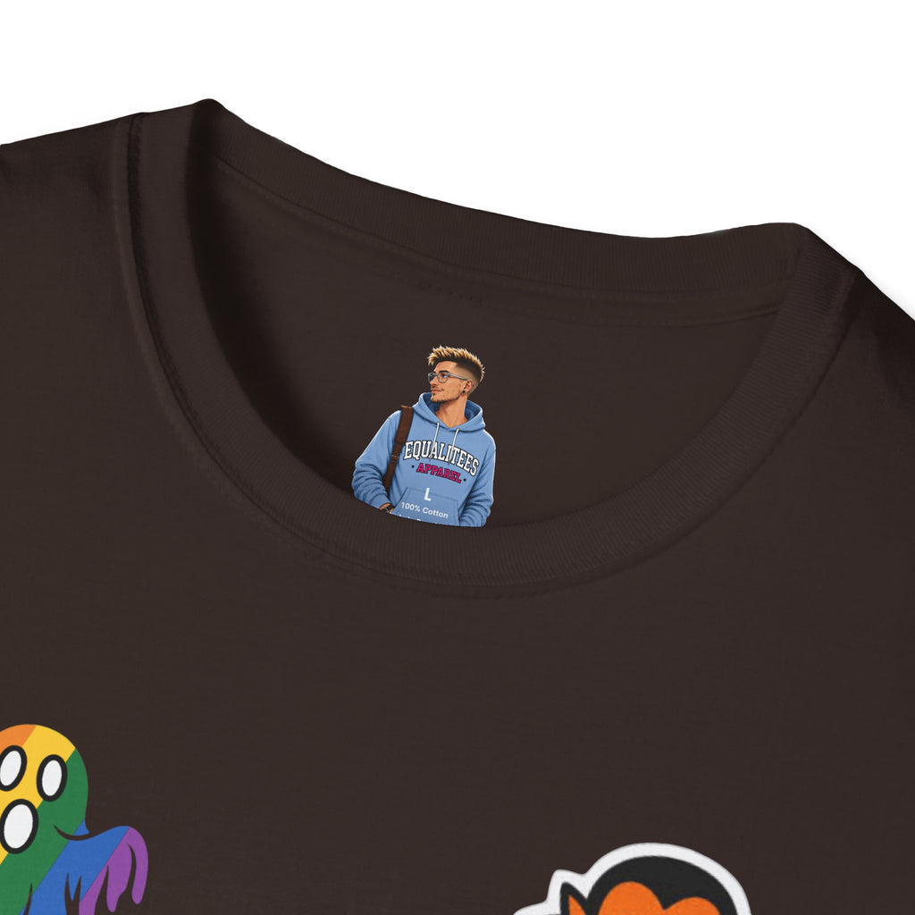 The Pride Tree Halloween T‑Shirt — Rainbow Ghosts, Pumpkins & Bat Graphic Tee