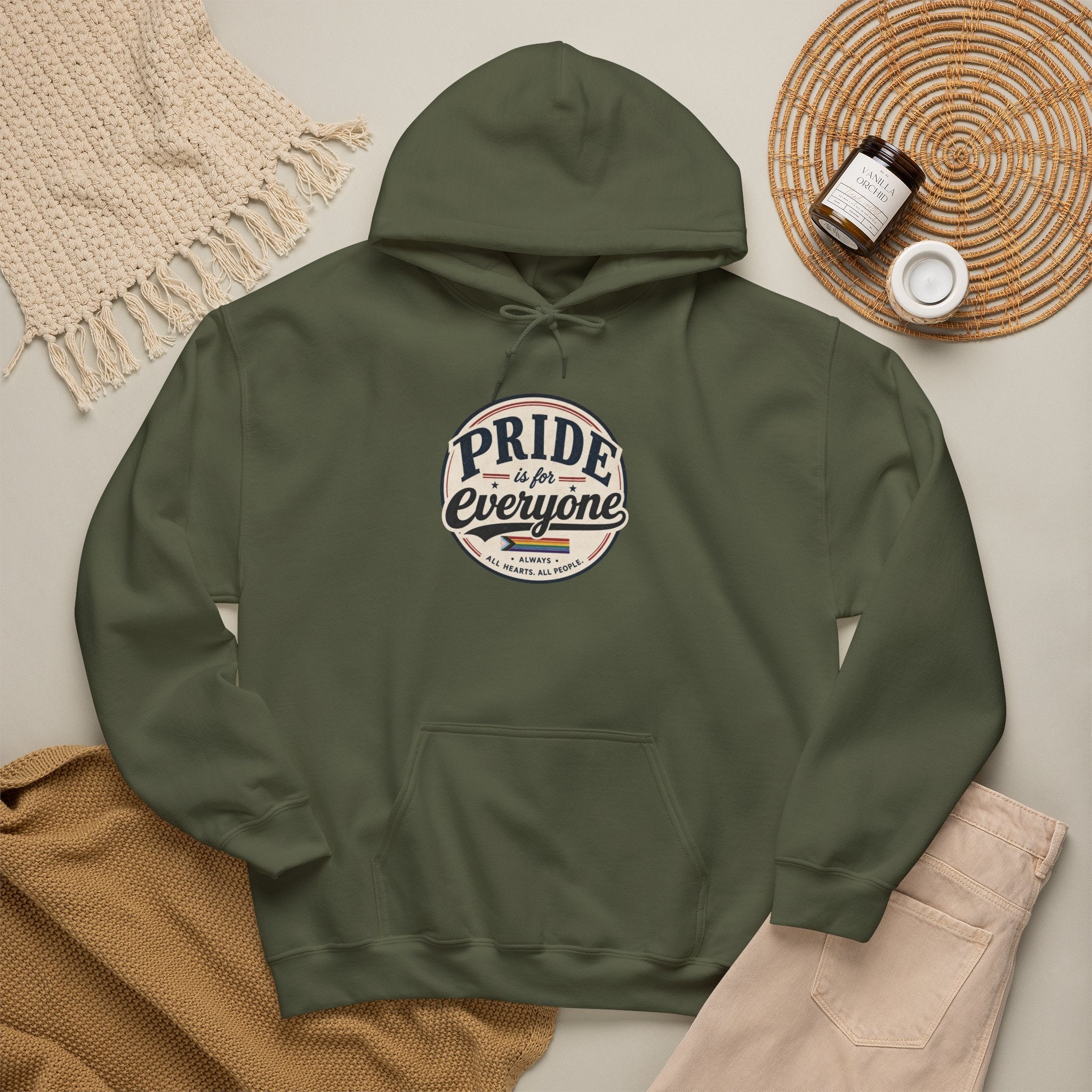 Pride Is For Everyone Pullover Hoodie — Vintage Graphic Inclusivity Sweatshirt