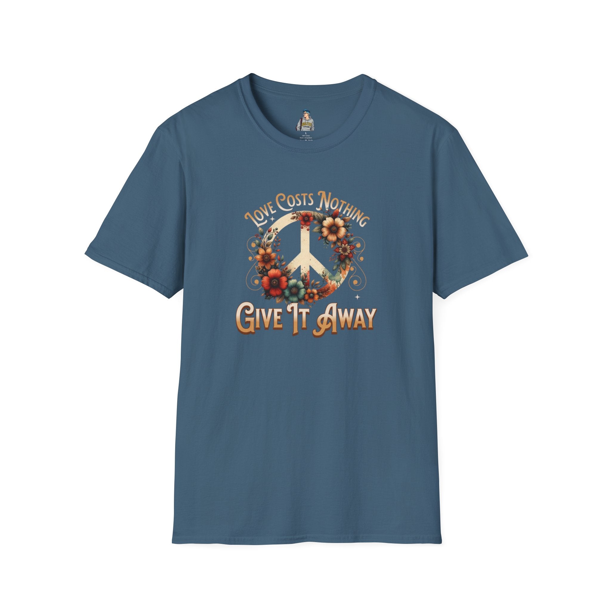 Unisex Softstyle T-Shirt - Love Costs Nothing, Give It Away Floral Peace Design