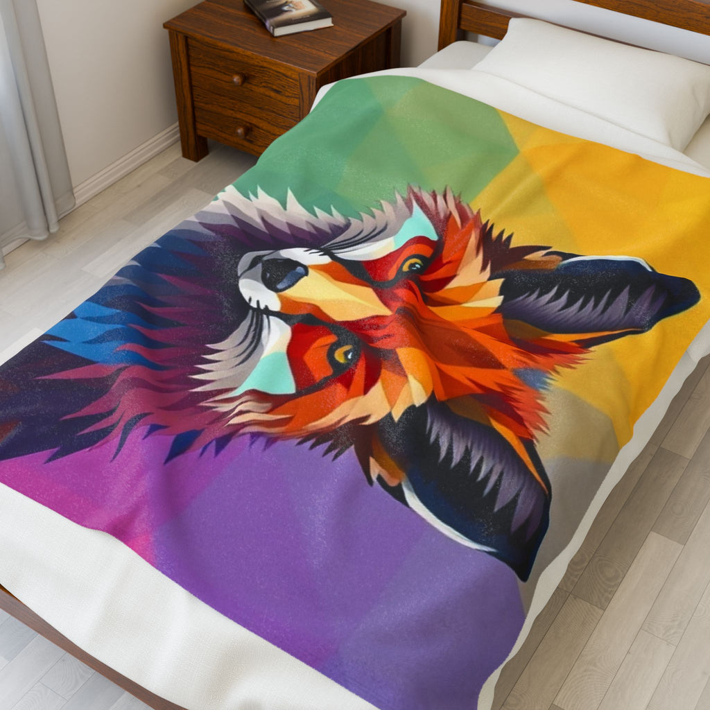 Fractal Fox Velveteen Plush Blanket