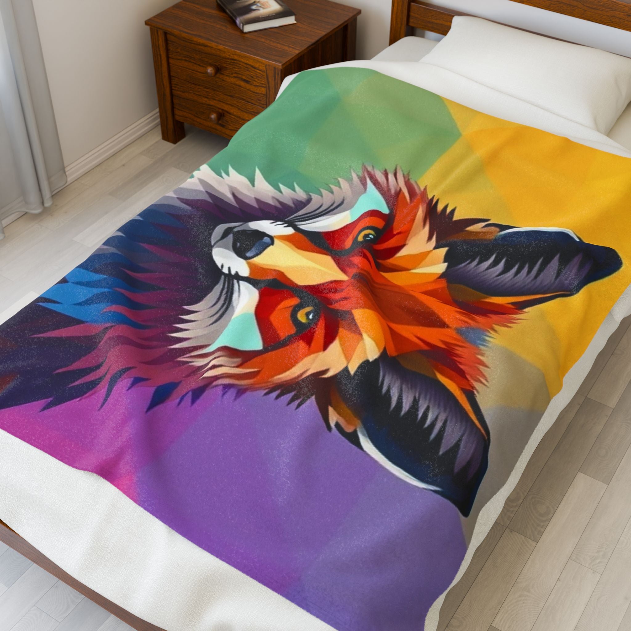 Fractal Fox Velveteen Plush Blanket