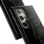 Android OR iPhone Compatible Cases - Gold Line Face Design - Unique Tough Cases