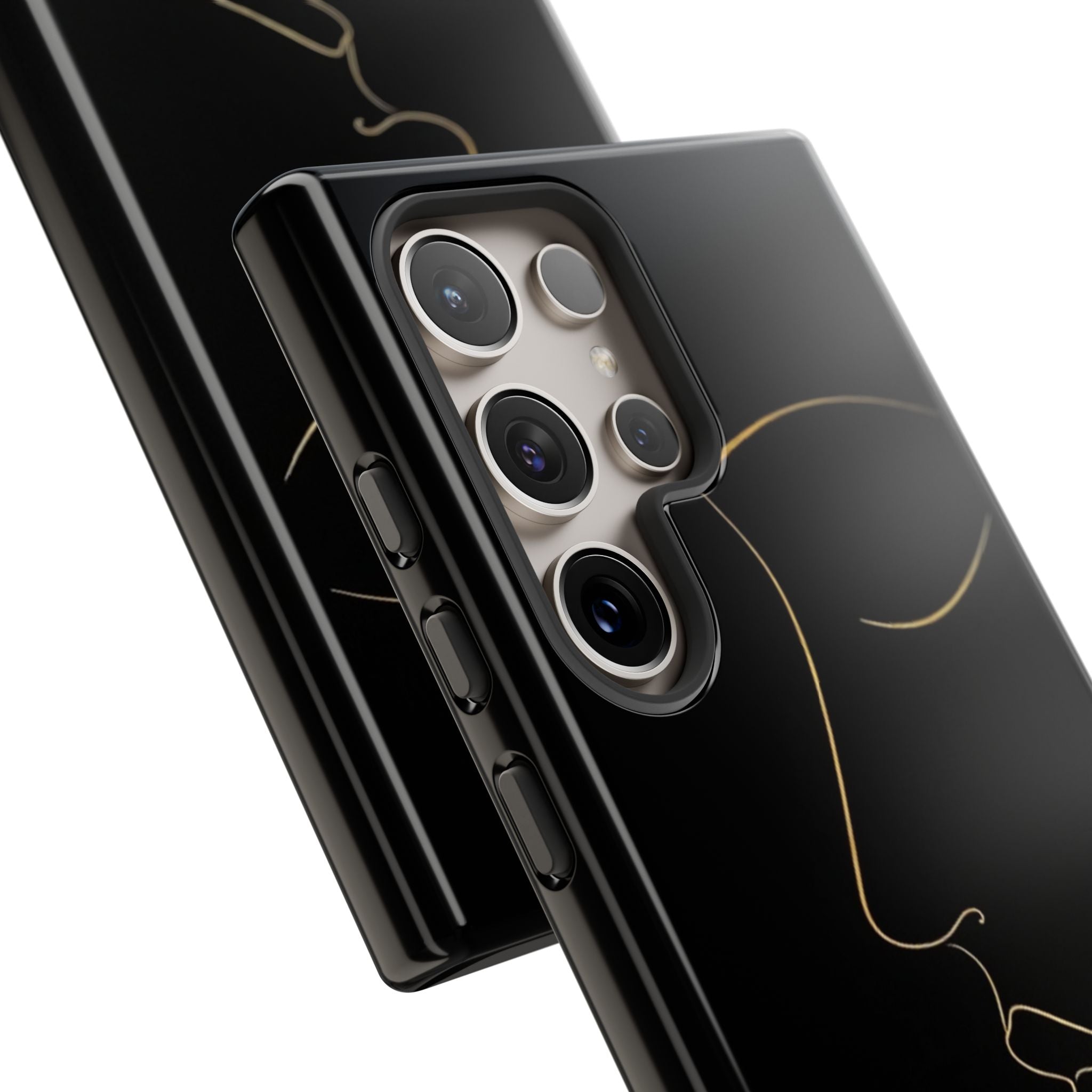 Android OR iPhone Compatible Cases - Gold Line Face Design - Unique Tough Cases