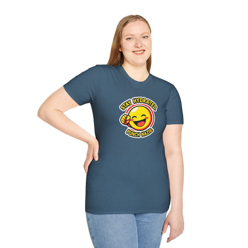 Stay Hydrated, Punch Nazis Funny Emoji T-Shirt