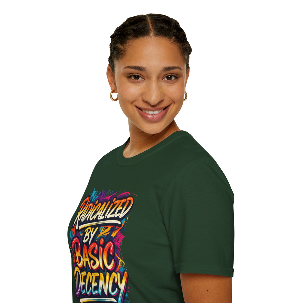 Radicalized by Basic Decency T-Shirt Colorful Graffiti Typography