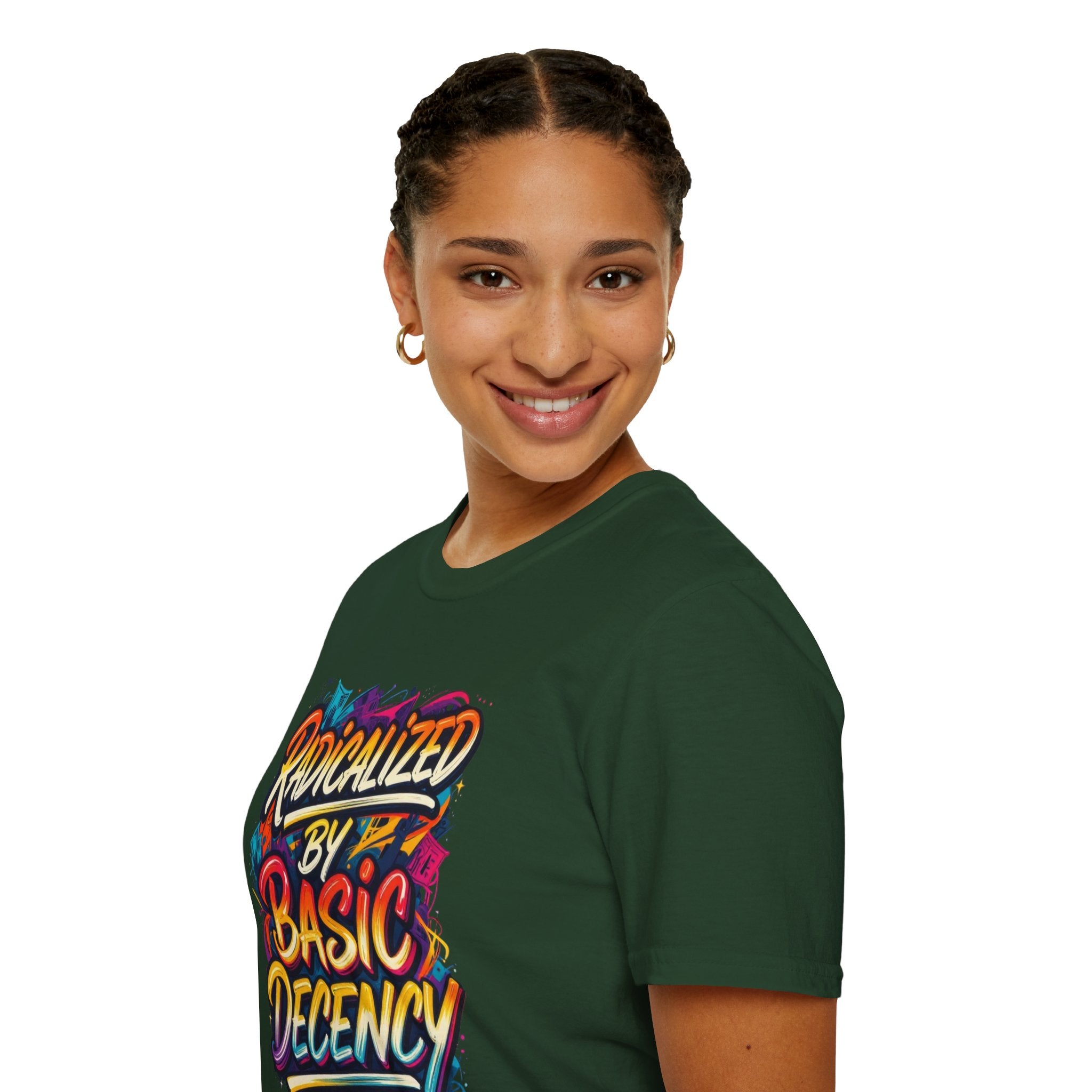 Radicalized by Basic Decency T-Shirt Colorful Graffiti Typography
