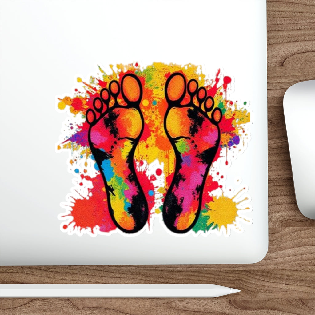 Die-Cut Stickers - Rainbow Feet Splattered Paint