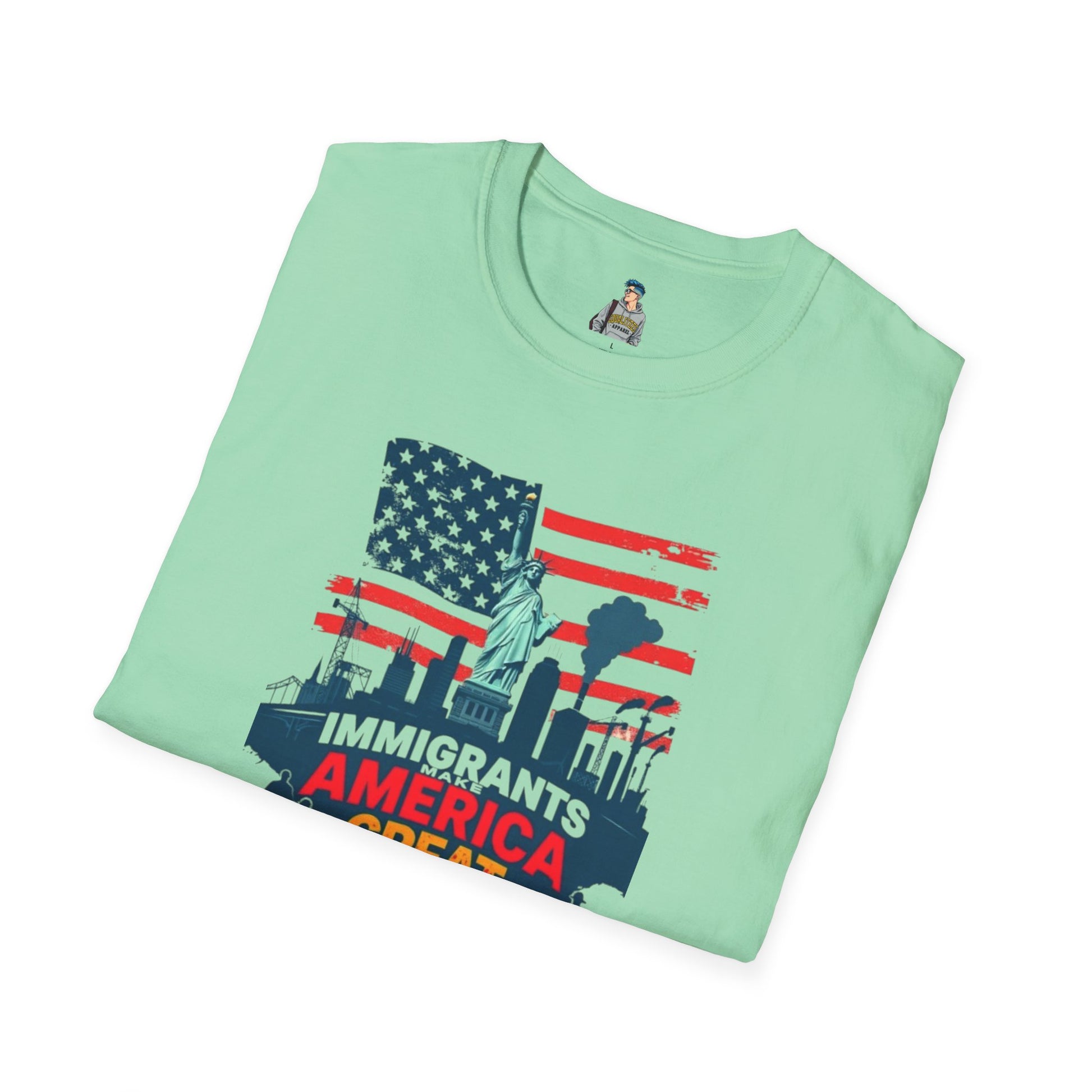 Unisex Softstyle T-Shirt - "Immigrants Make America Great" - Celebrate Diversity & Freedom