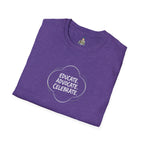 Subtle Pride Educate Advocate Celebrate Minimalist T-Shirt for Every Occasion - EqualiTees.Me