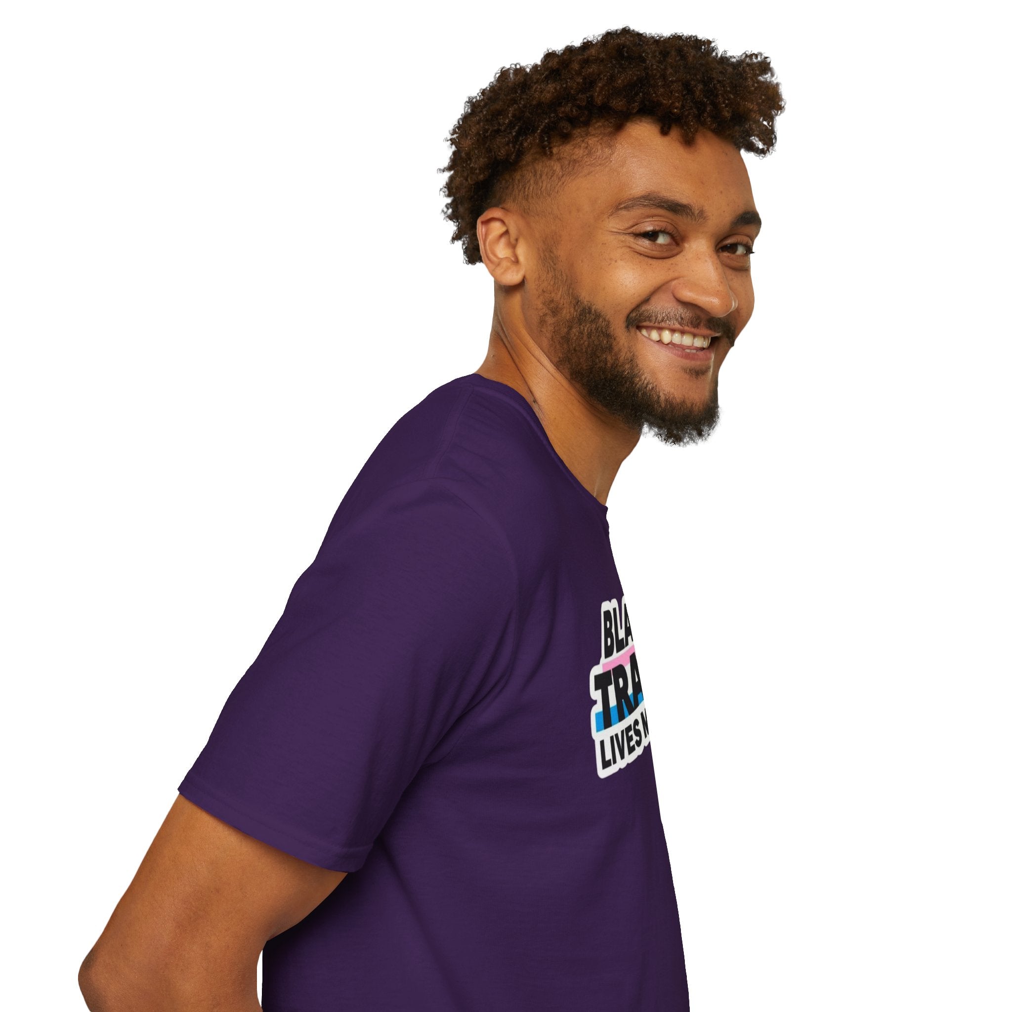 Unisex Softstyle T-Shirt - Black Trans Lives Matter Statement Tee