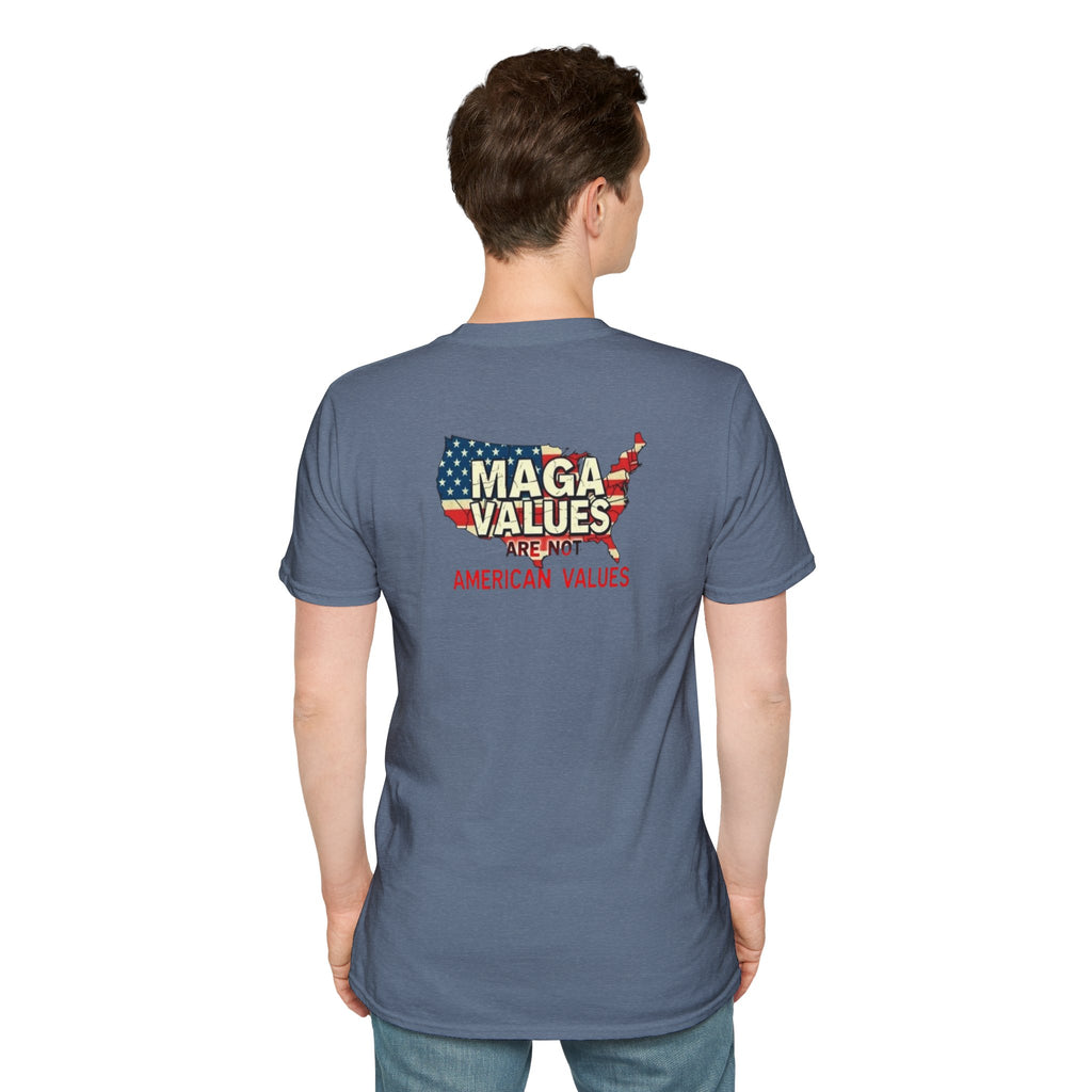 Unisex Softstyle T-Shirt - 'Patriots Don't Vote for Traitors' with USA Flag Design