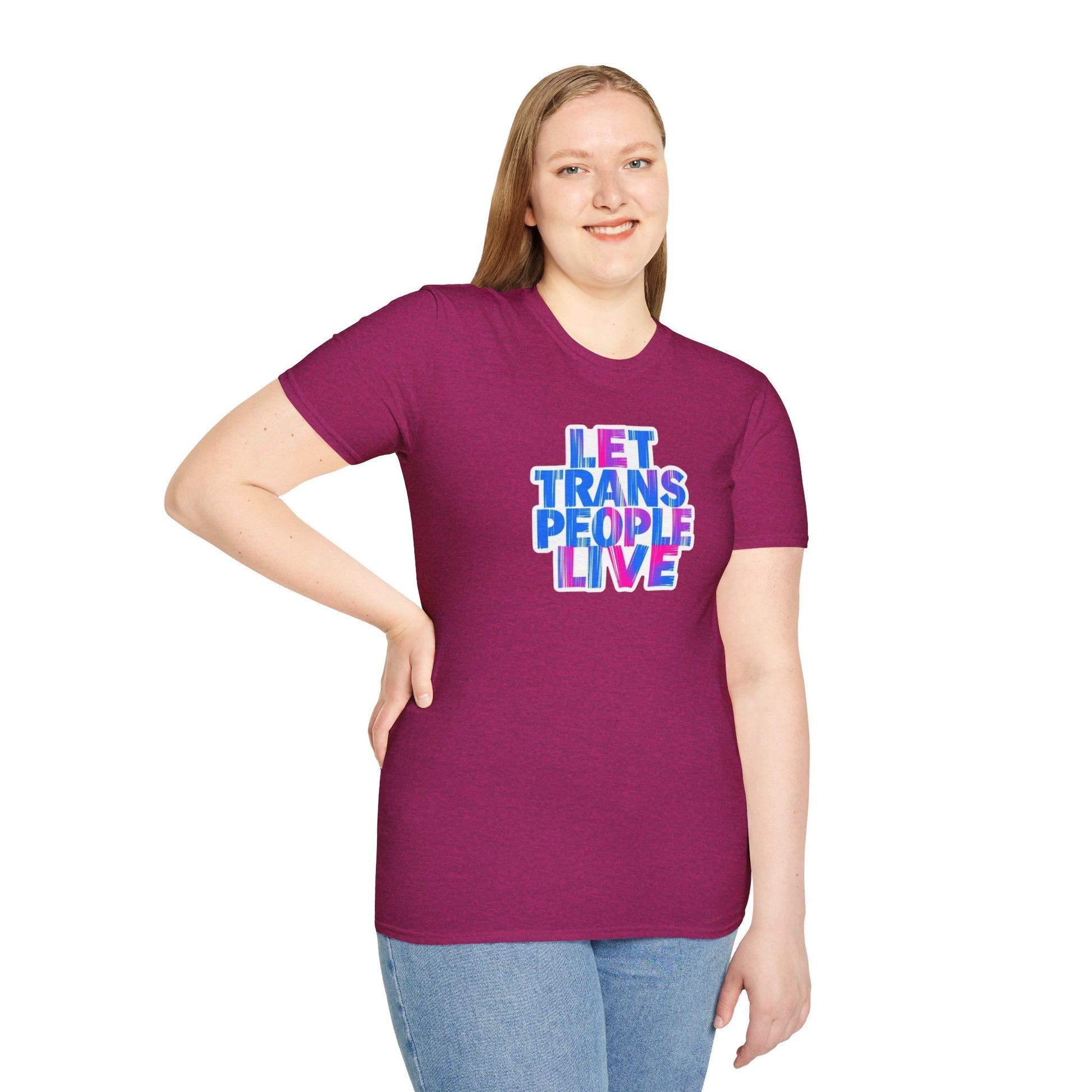 Let Trans People Live Unisex Softstyle T-Shirt - Supportive Statement Tee for LGBTQ+ Pride