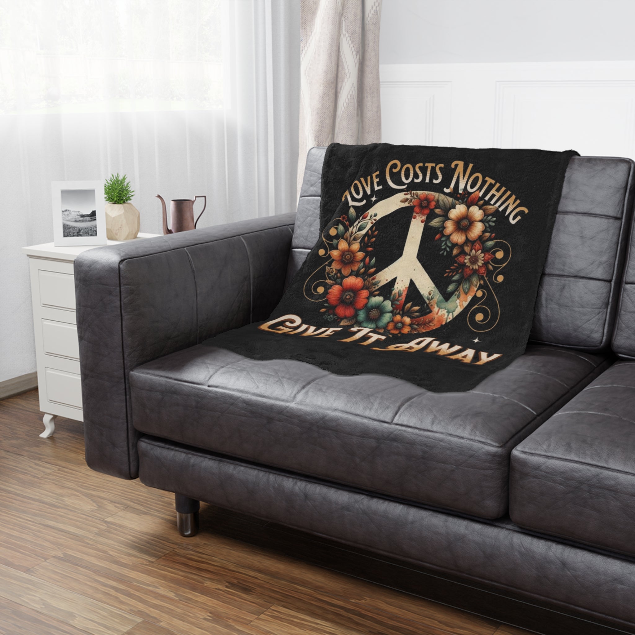 Grow Peace, Love Costs Nothing Give It Away - Microfiber Blanket