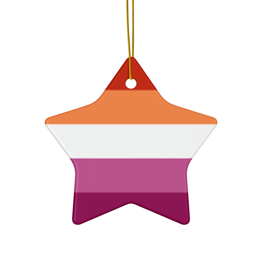 Lesbian Pride Ceramic Ornament - 4 Vibrant Shapes for Celebrations and Holidays