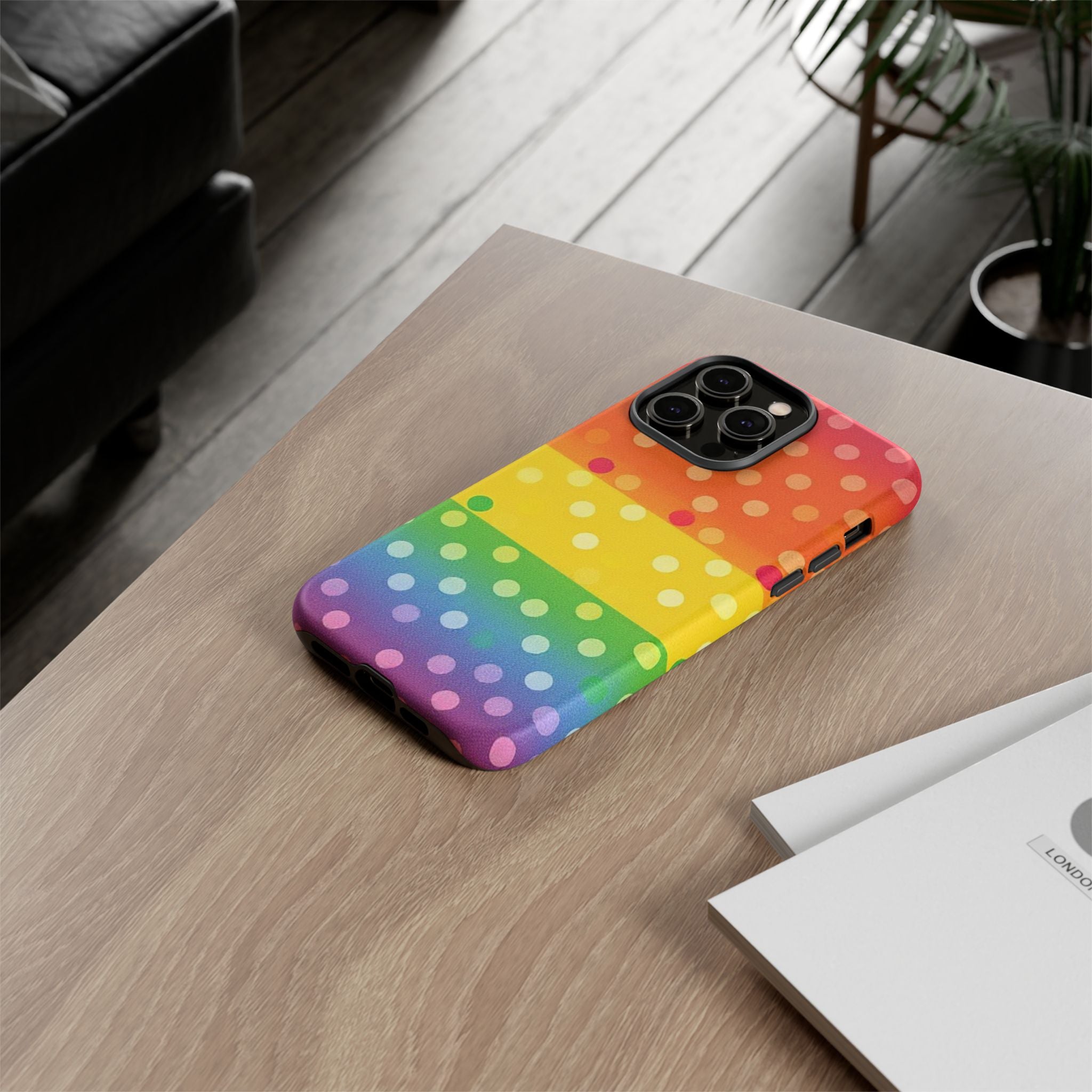 Rainbow Polka Dot Tough Phone Case for iPhone