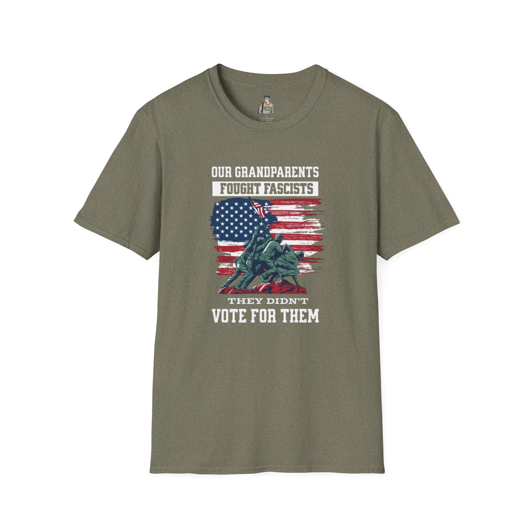 Unisex Softstyle T-Shirt: 'Our Grandparents Fought Fascists' Patriotic Tee