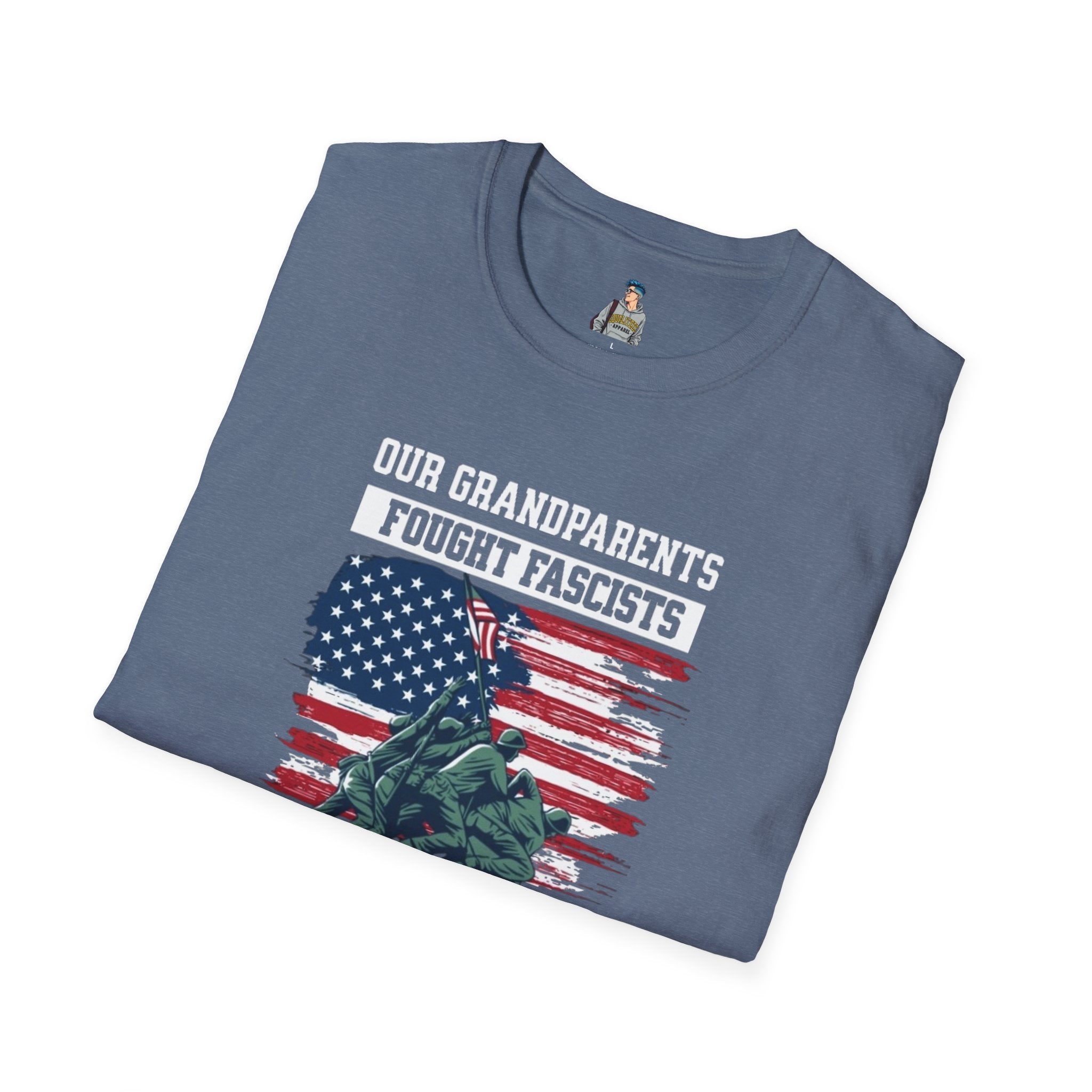 Unisex Softstyle T-Shirt: 'Our Grandparents Fought Fascists' Patriotic Tee