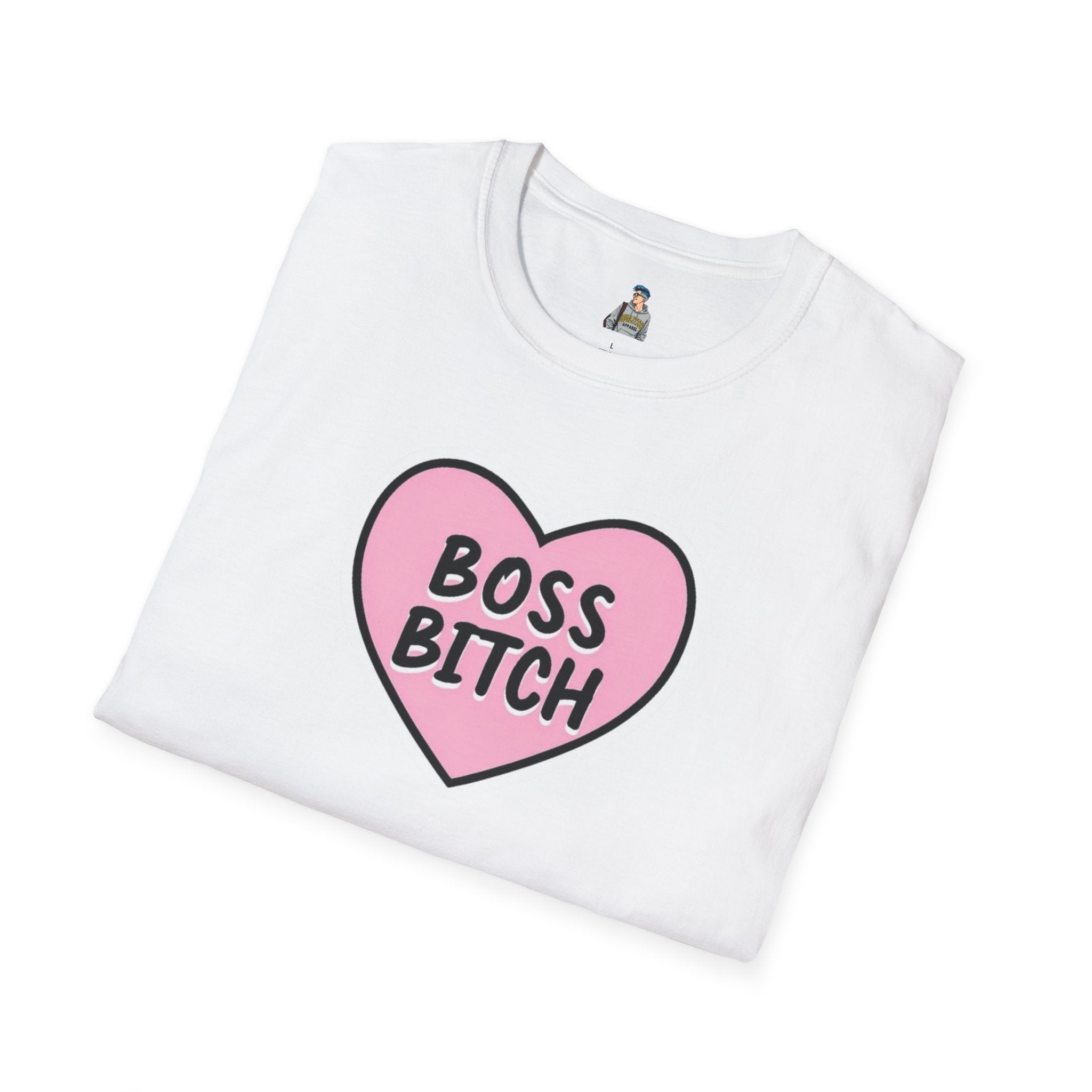 Unisex Softstyle T-Shirt - 'Boss Bitch' Heart Design - Funny Statement Tee