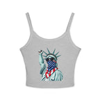 Patriotic Women's Spaghetti Strap Tank Top - Stand With Her Statue of Liberty Design