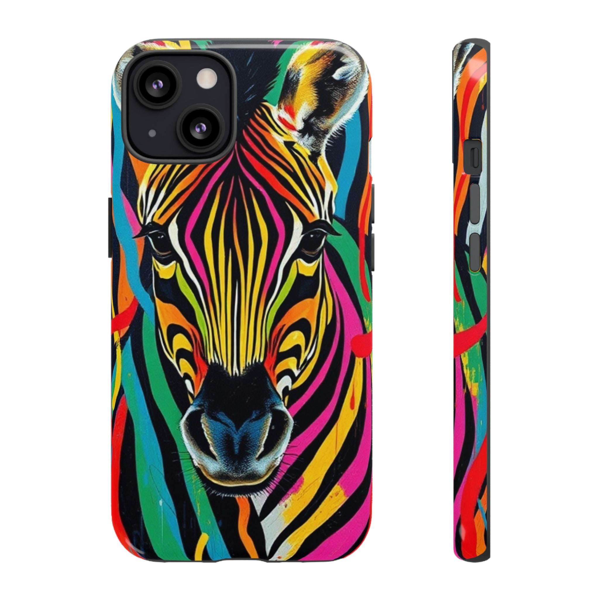 Android OR iPhone Compatible Cases - Rainbow Zebra Design - Unique Tough Cases